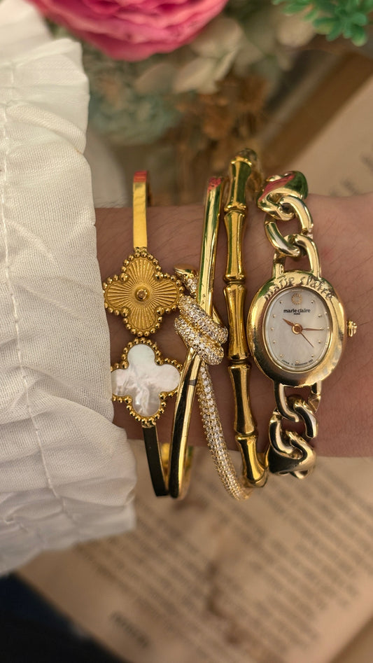 Rare Dainty Vintage Marie Claire Chain Bracelet Watch in Gold Tone Quartz
