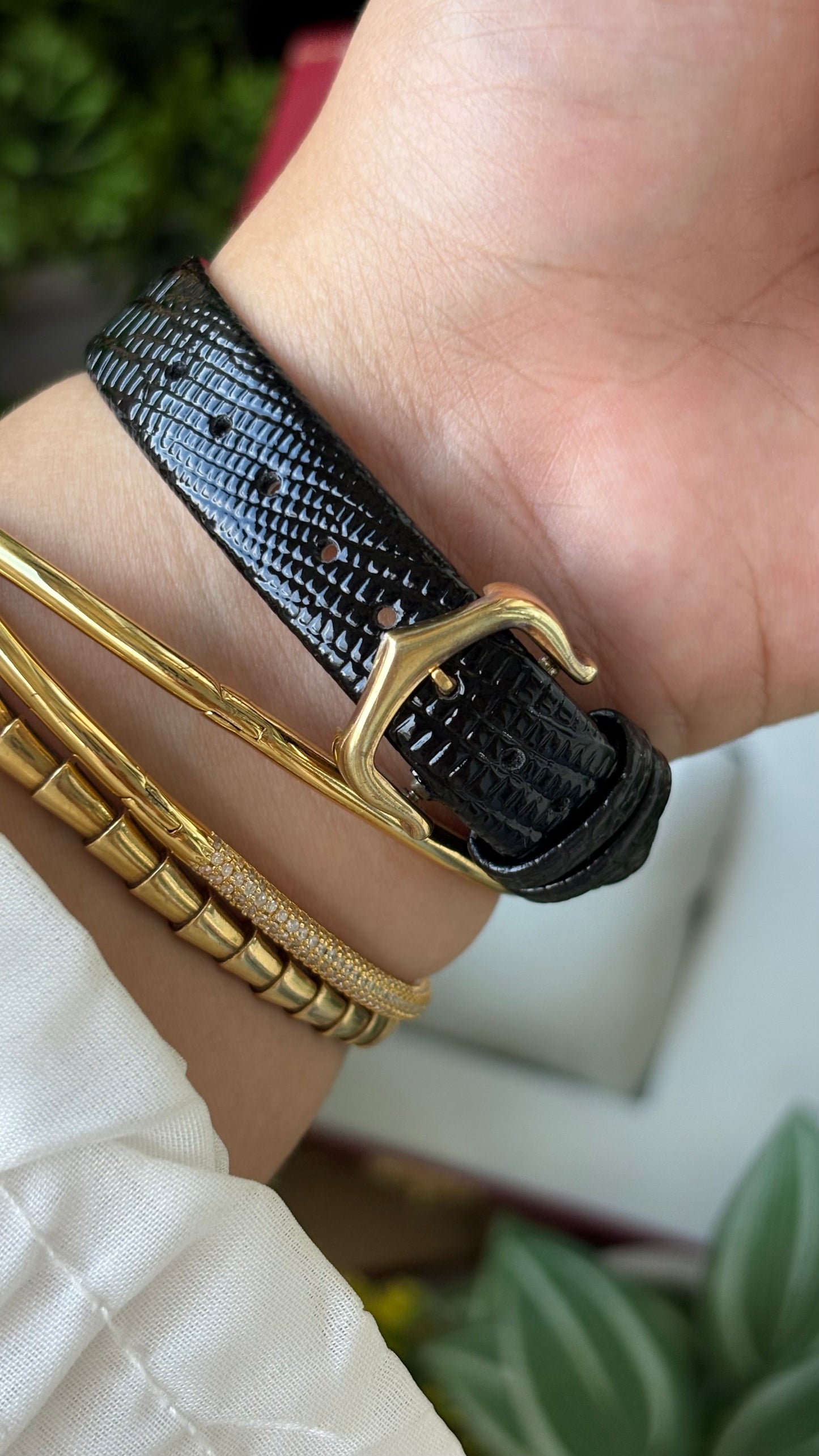 Extremely Rare Vintage 1990s Cartier Must De Tank Vermeil in Black Leather Gold Tone Lemon Cream Dial