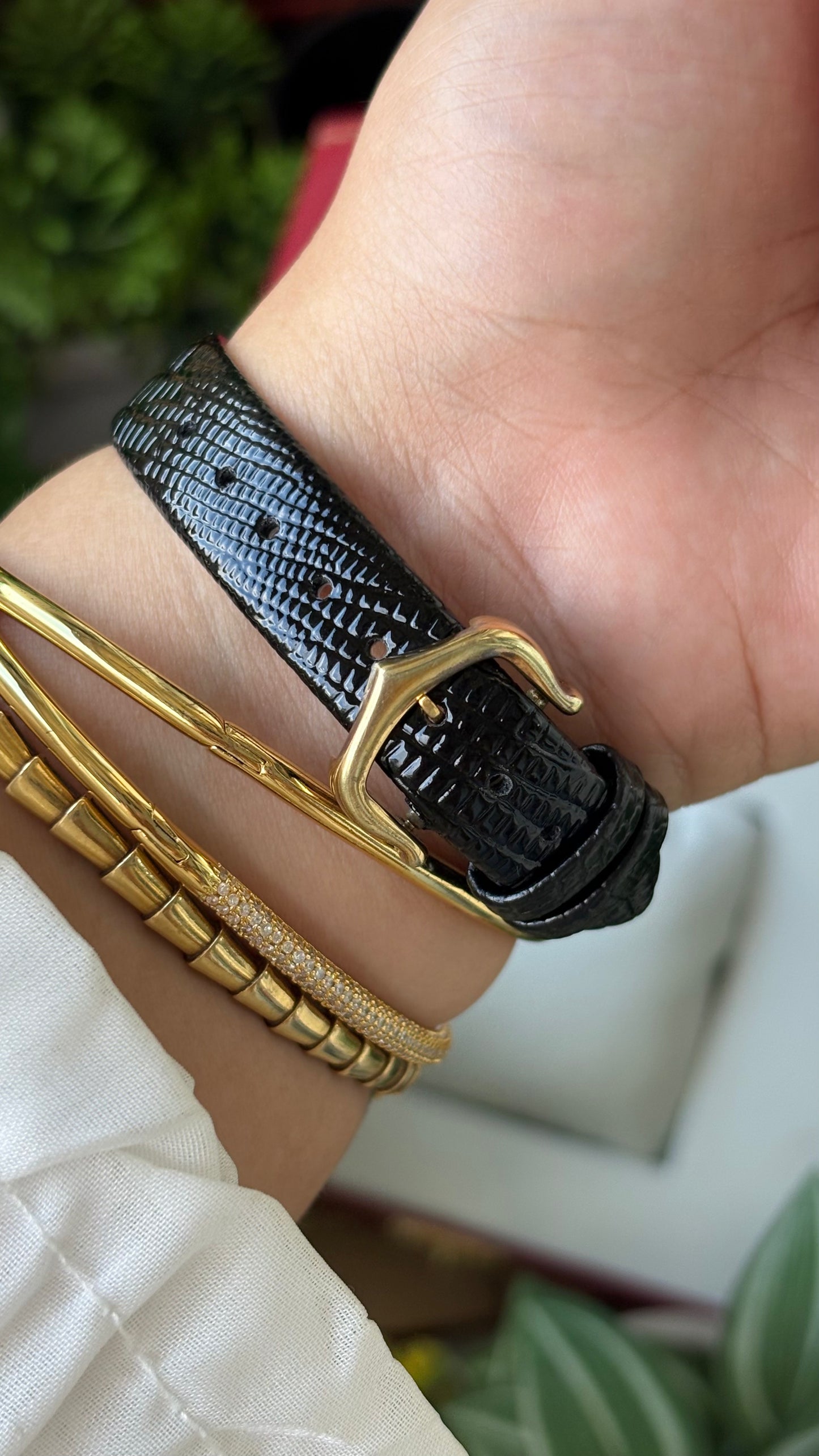 Extremely Rare Vintage 1990s Cartier Must De Tank Vermeil in Black Leather Gold Tone Lemon Cream Dial