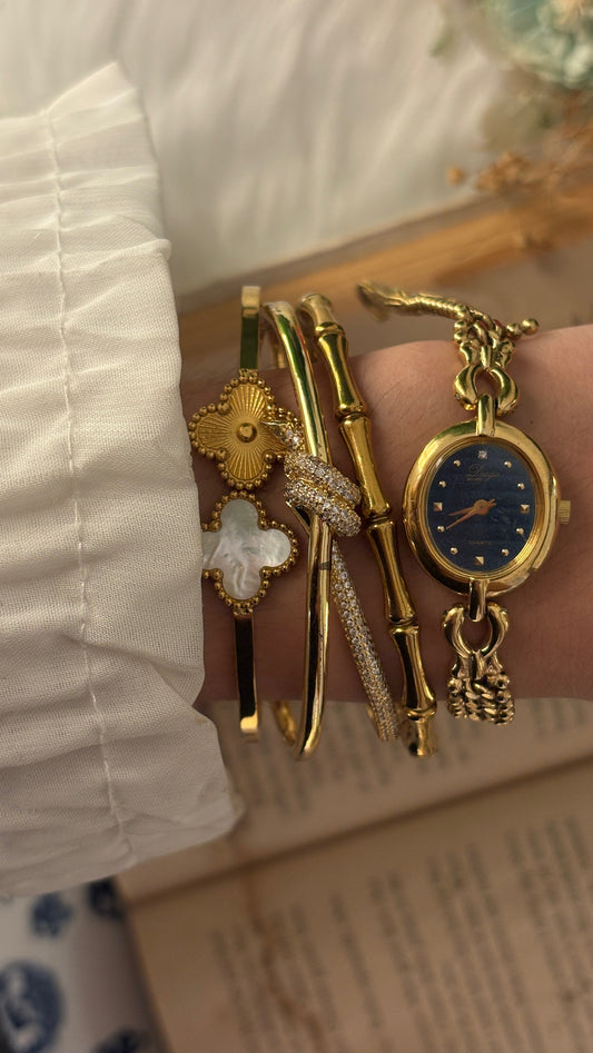 Rare Vintage Diego Milano Black Dial Bead Bracelet Watch in Gold Tone Quartz