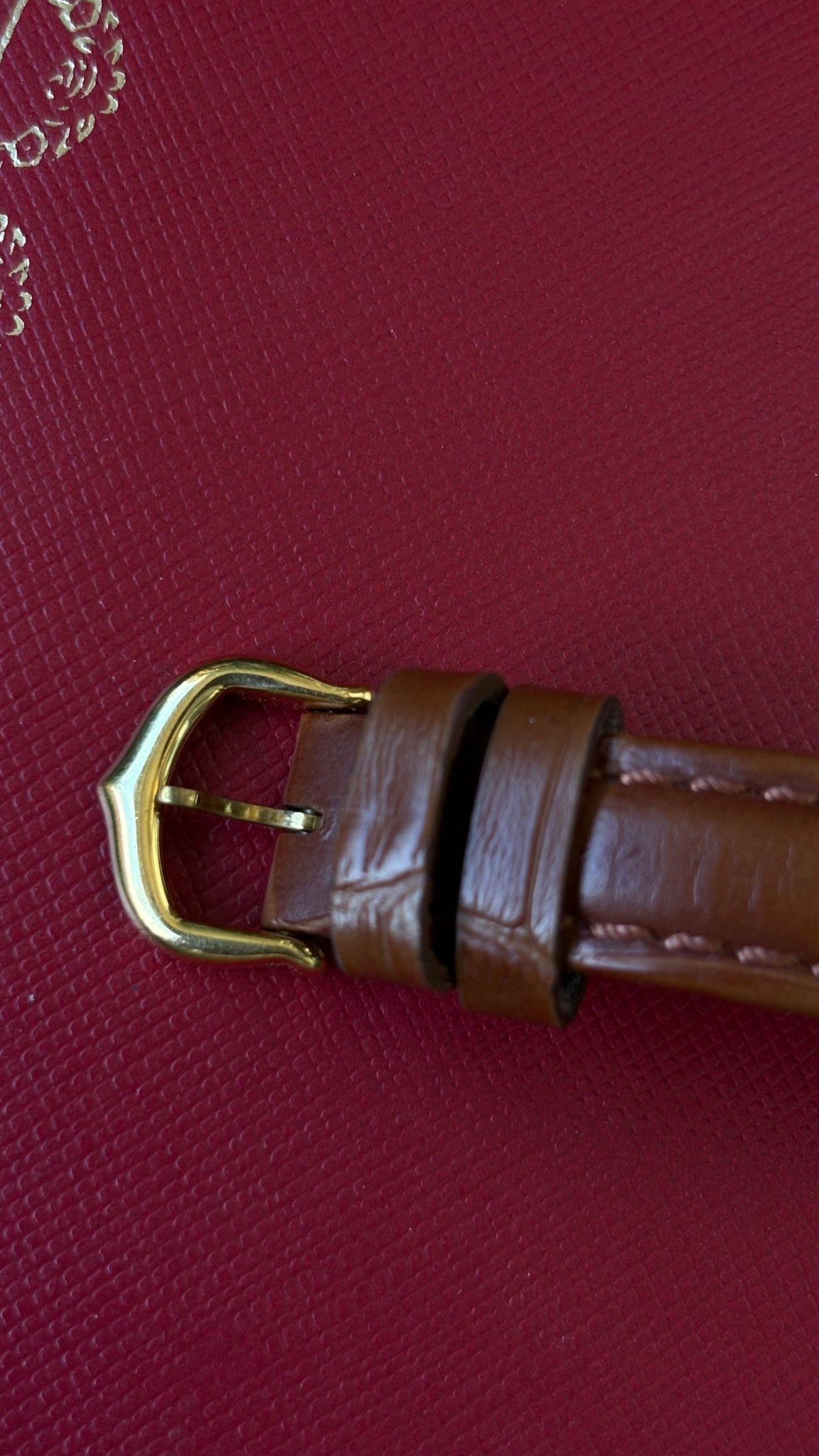 Extremely Rare 1980s Vintage Cartier Must de Vendôme Vermeil in Brown Leather Gold Tone