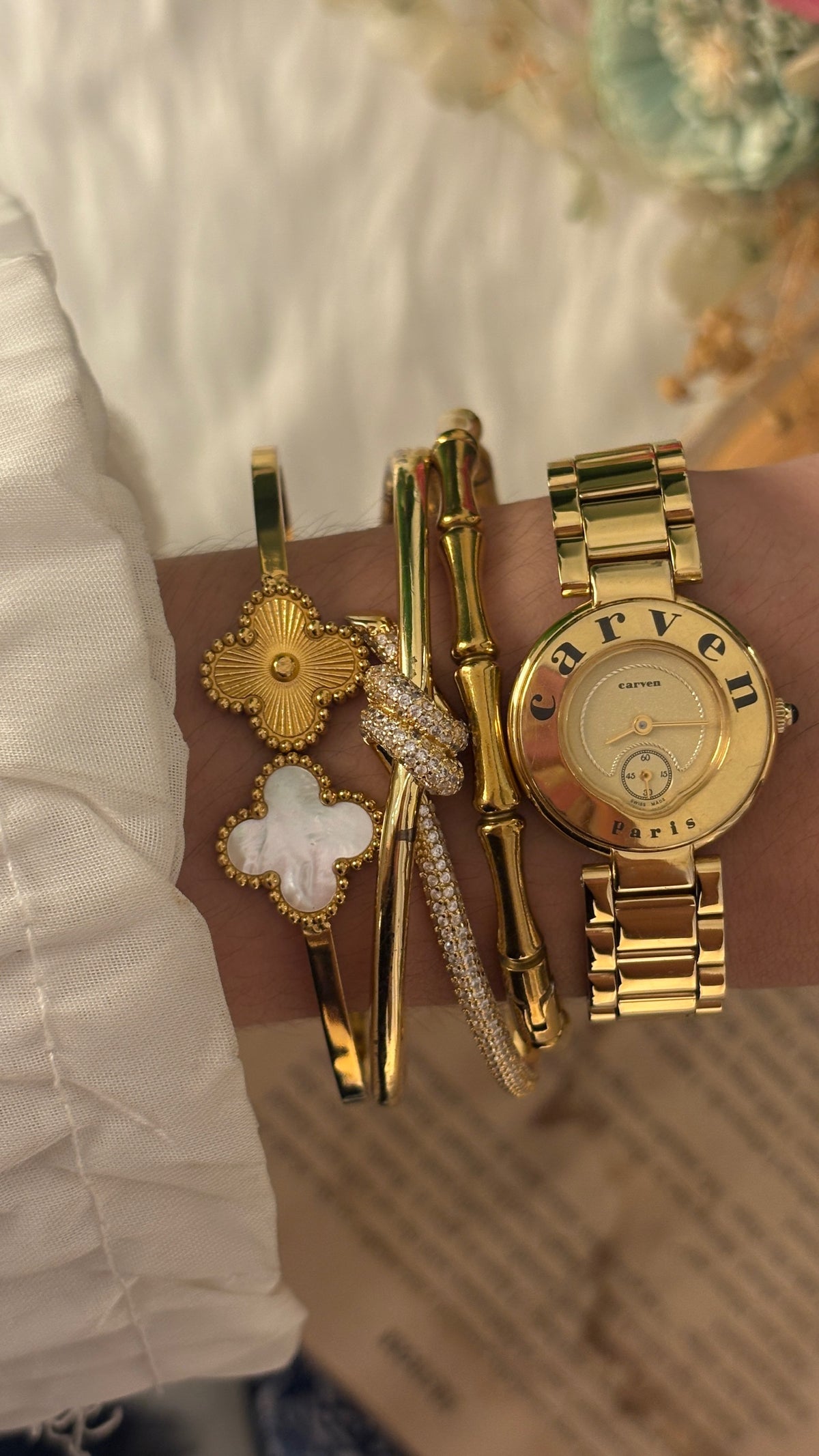 Extremely Rare Vintage Carven Logo Watch in Gold Tone Quartz