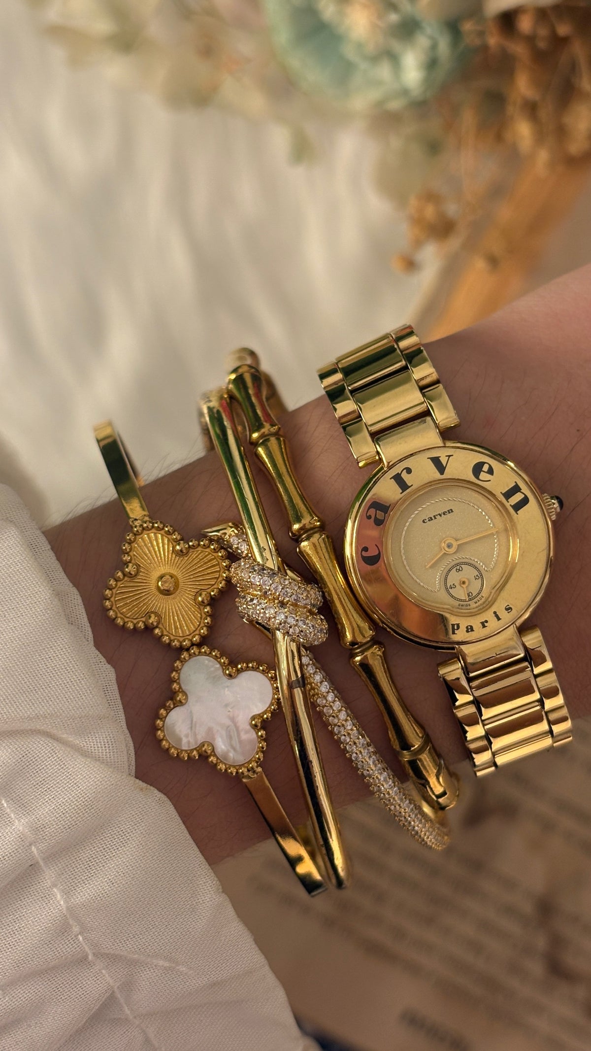 Extremely Rare Vintage Carven Logo Watch in Gold Tone Quartz