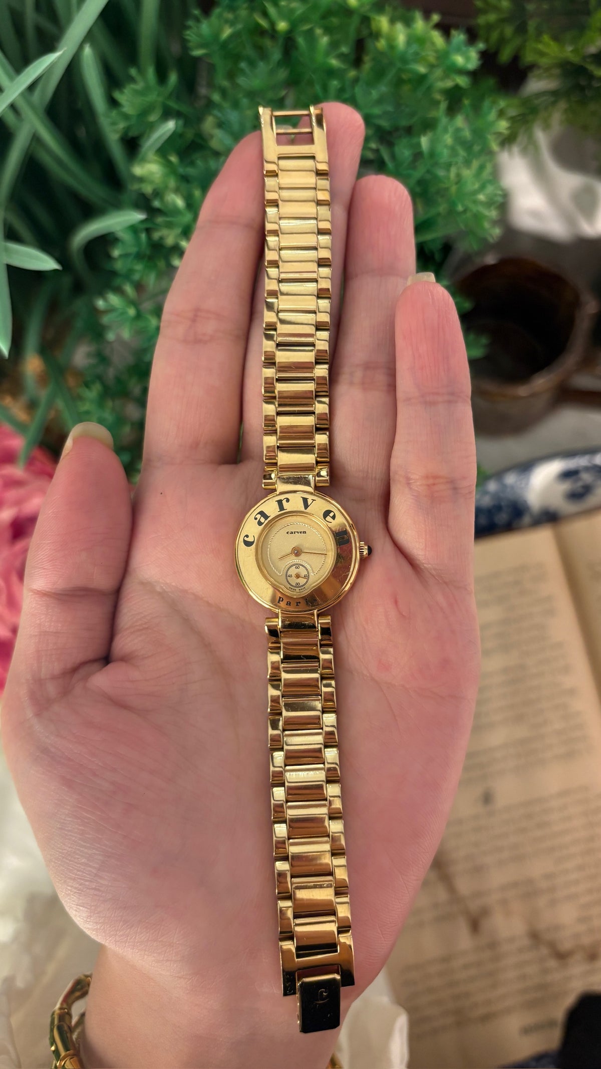 Extremely Rare Vintage Carven Logo Watch in Gold Tone Quartz