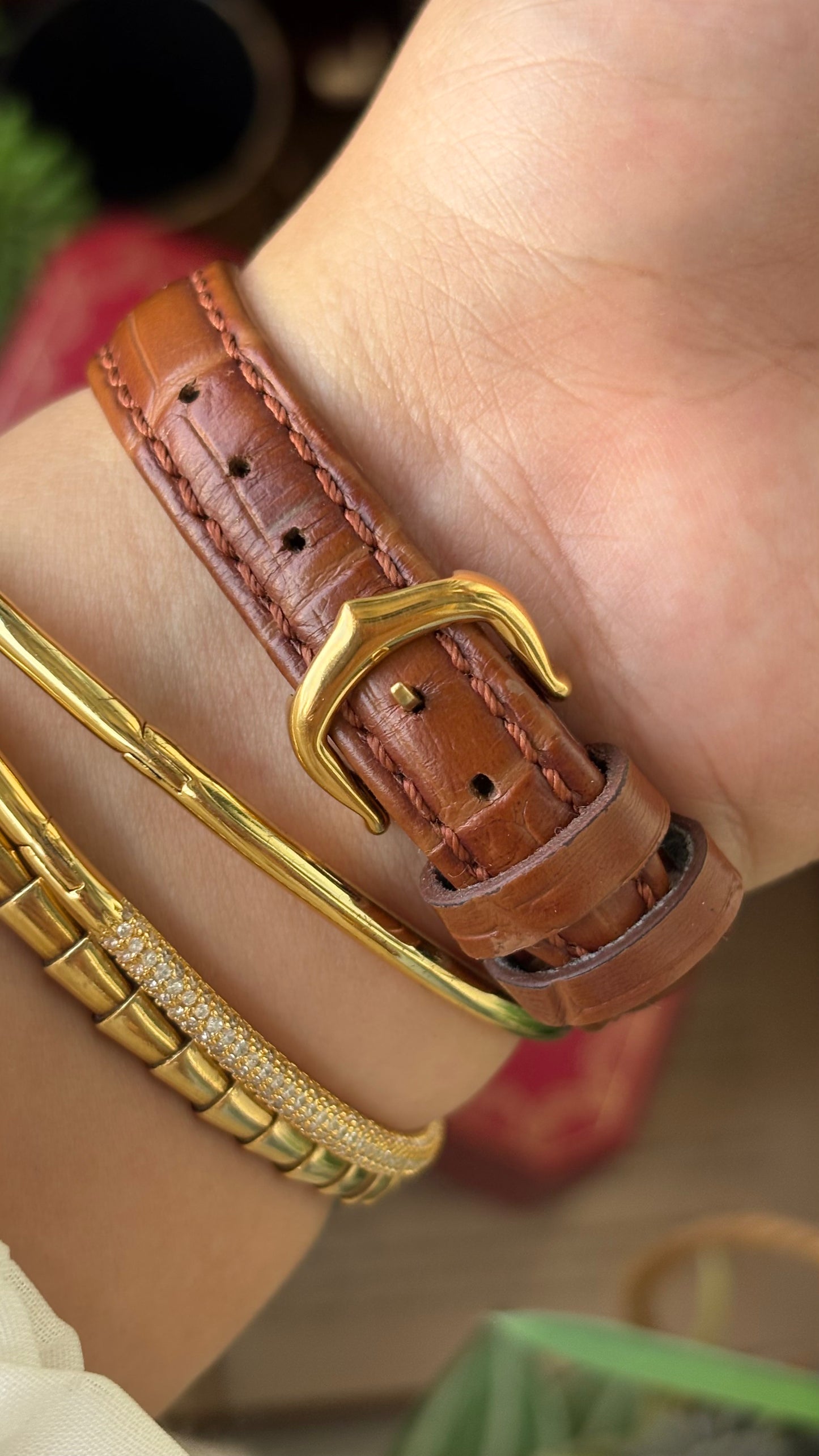 Extremely Rare 1980s Vintage Cartier Must de Vendôme Vermeil in Brown Leather Gold Tone