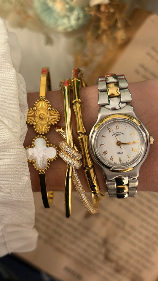 Rare Vintage Sentimental Graffiti YOU Orient Seiko Watch in Two-Tone Quartz