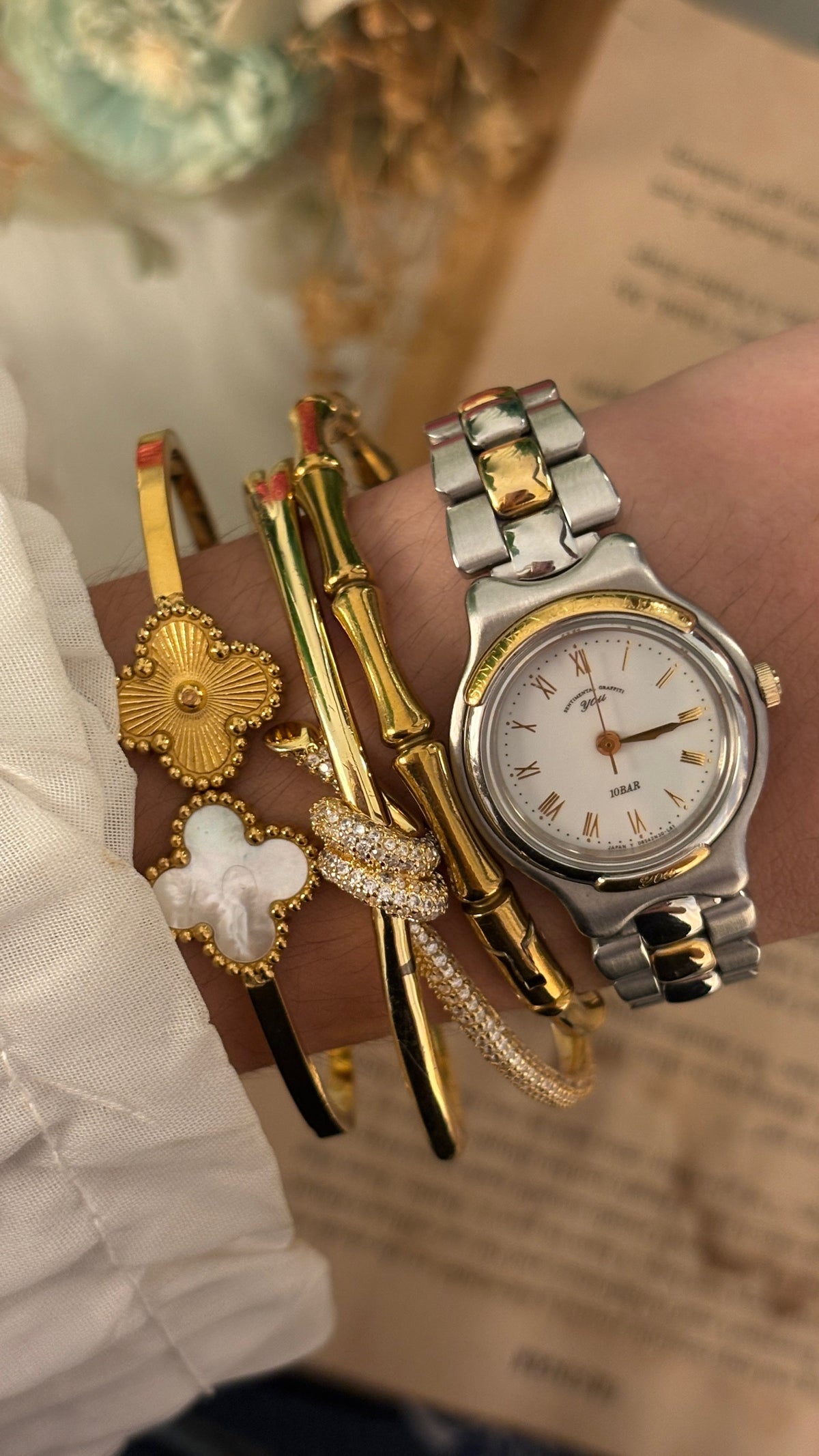 Rare Vintage Sentimental Graffiti YOU Orient Seiko Watch in Two-Tone Quartz