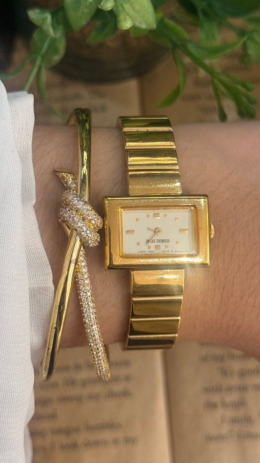 Rare Vintage Junko Shimada Television Dial Style Watch in Gold Tone Quartz