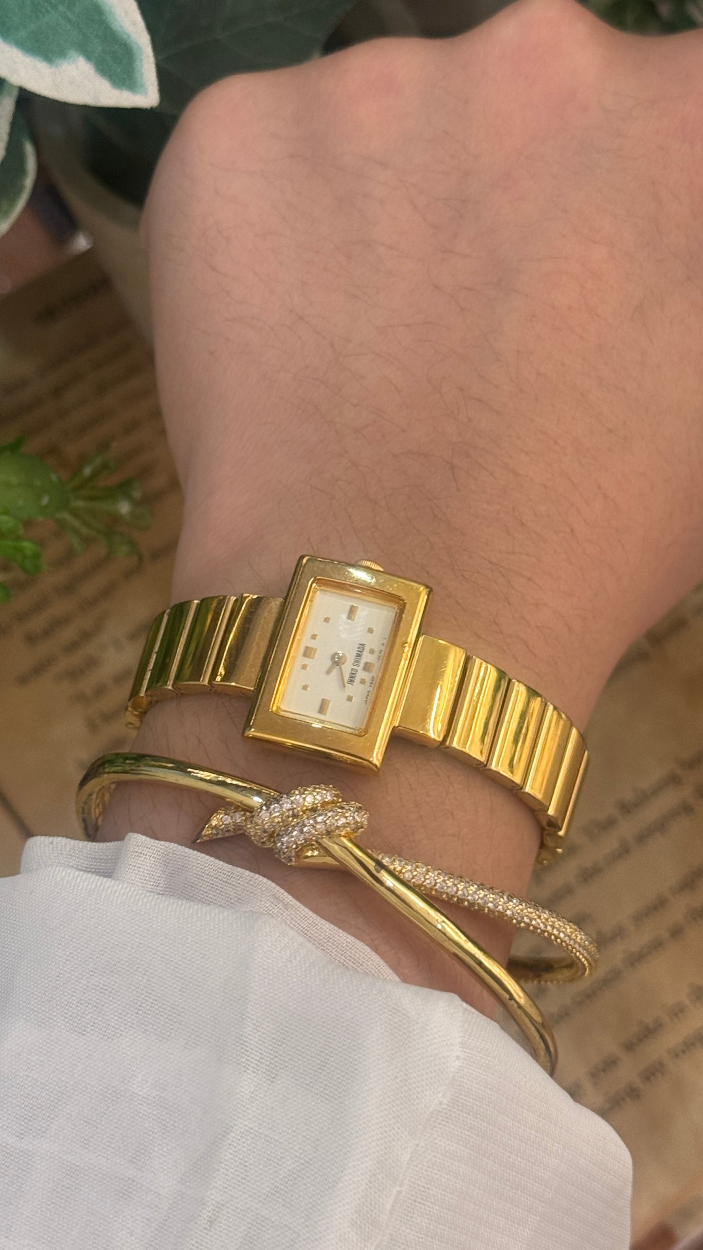 Rare Vintage Junko Shimada Television Dial Style Watch in Gold Tone Quartz