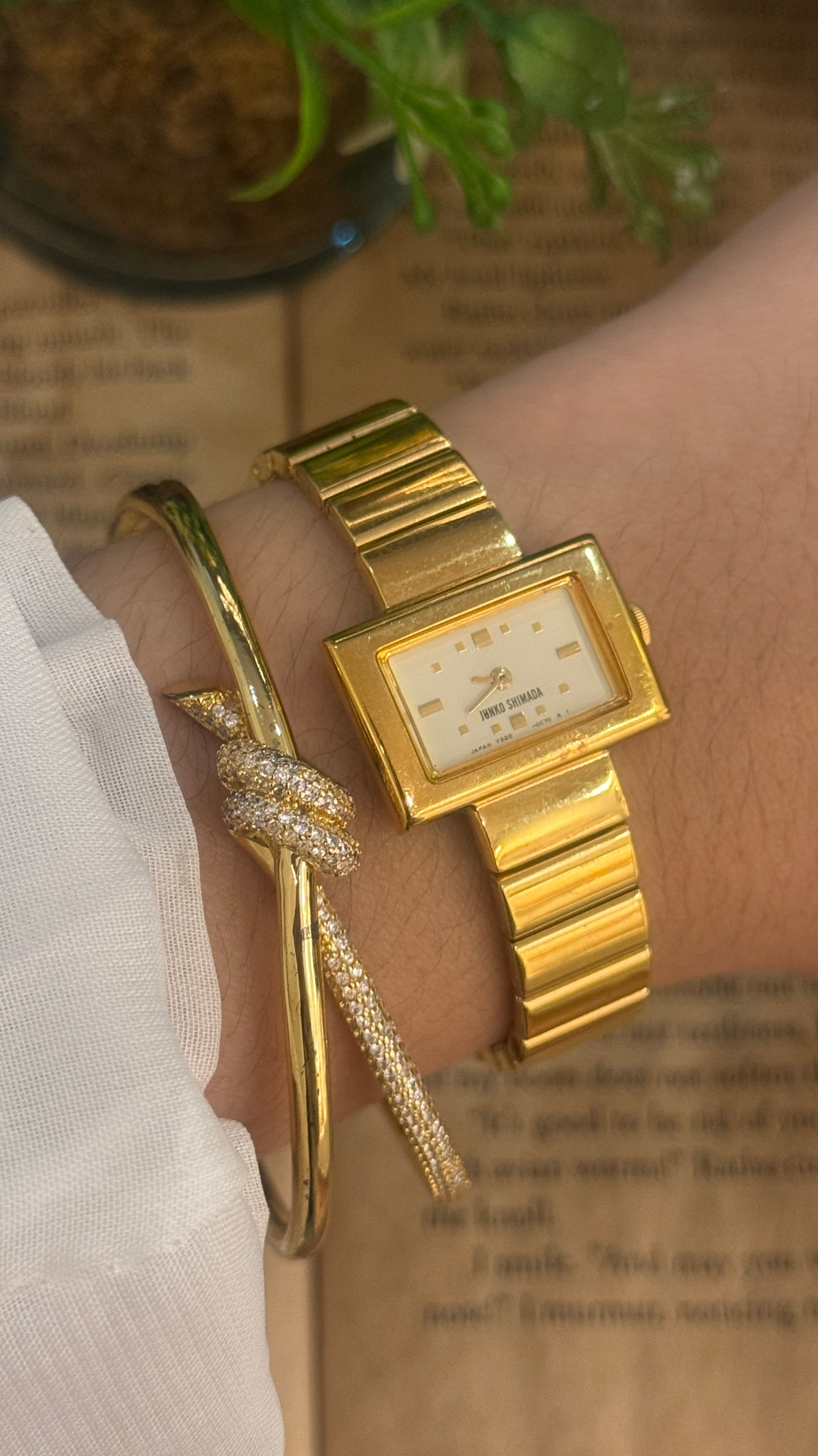 Rare Vintage Junko Shimada Television Dial Style Watch in Gold Tone Quartz