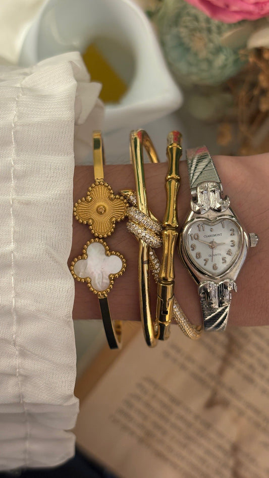 Rare Vintage Claremont Heart Dial Dress Watch in Silver Tone Quartz
