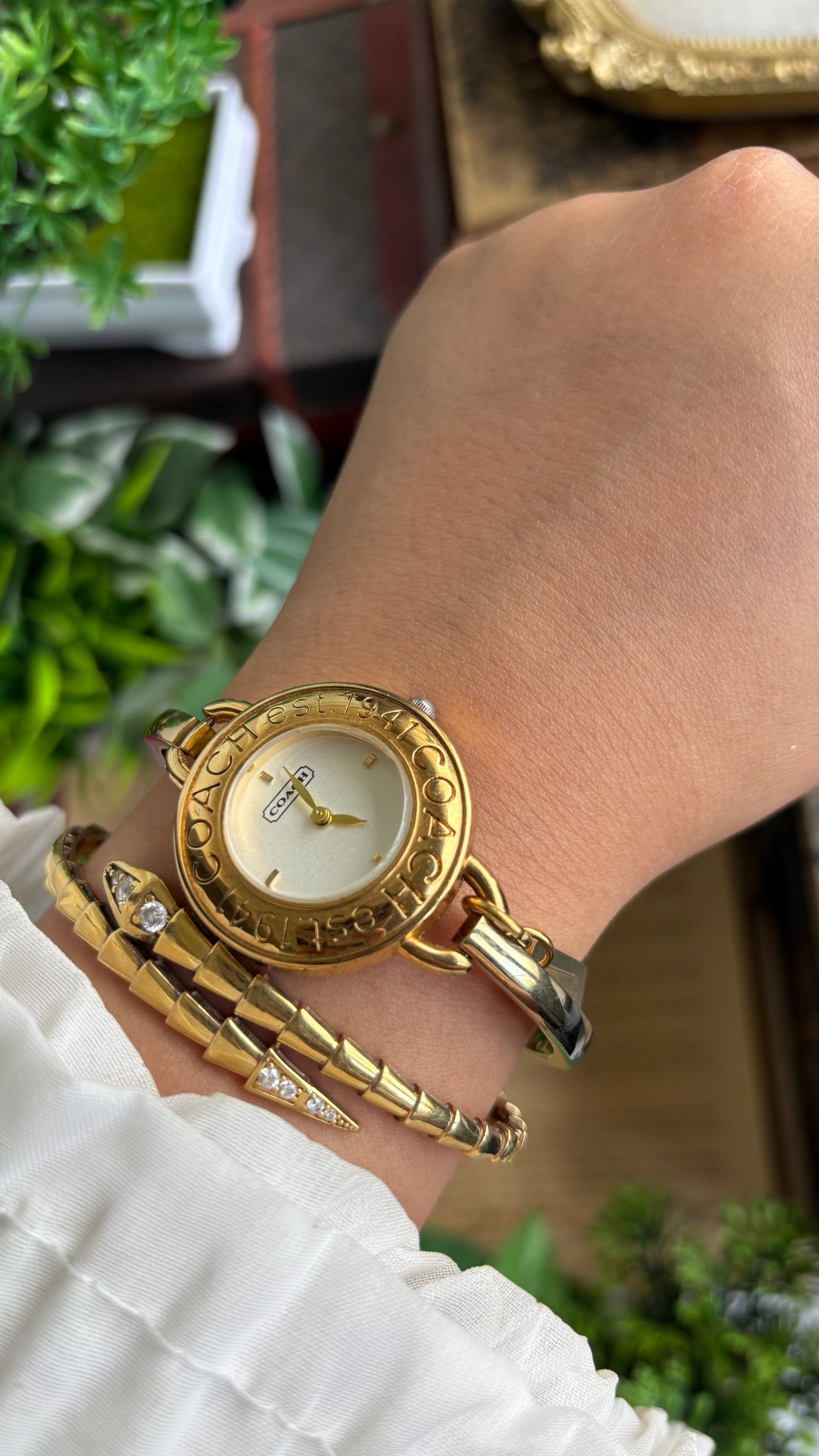 Vintage Coach Bangle Watch in Gold Tone