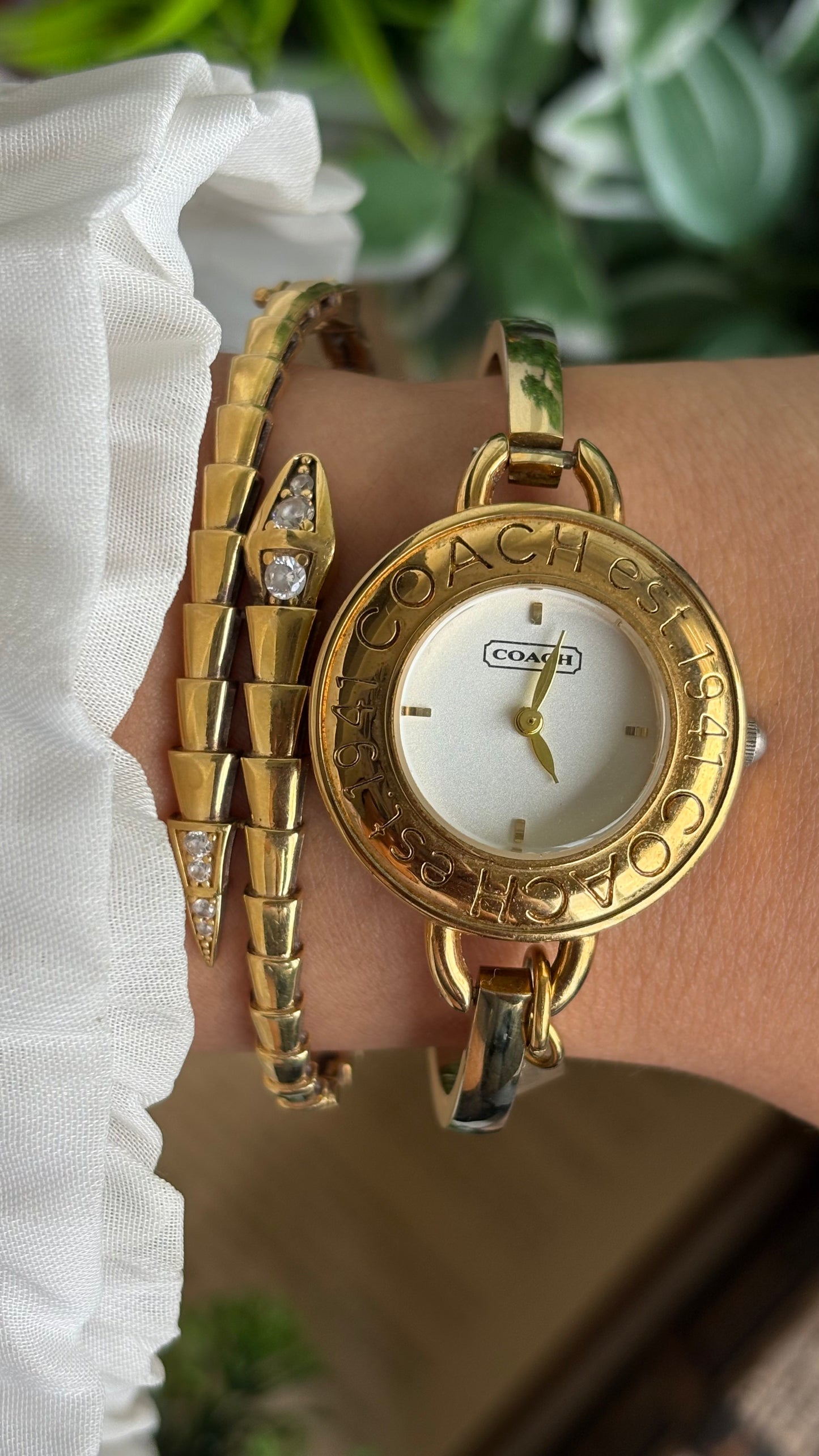 Vintage Coach Bangle Watch in Gold Tone