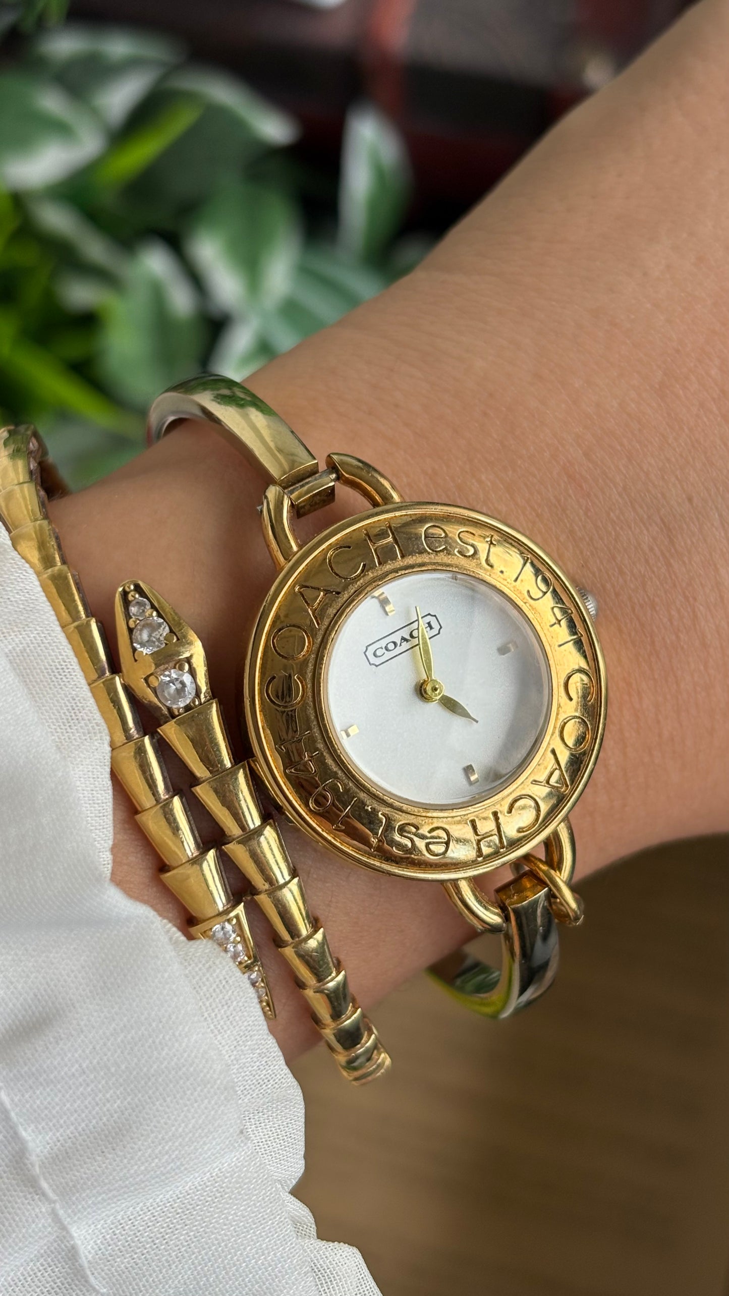 Vintage Coach Bangle Watch in Gold Tone