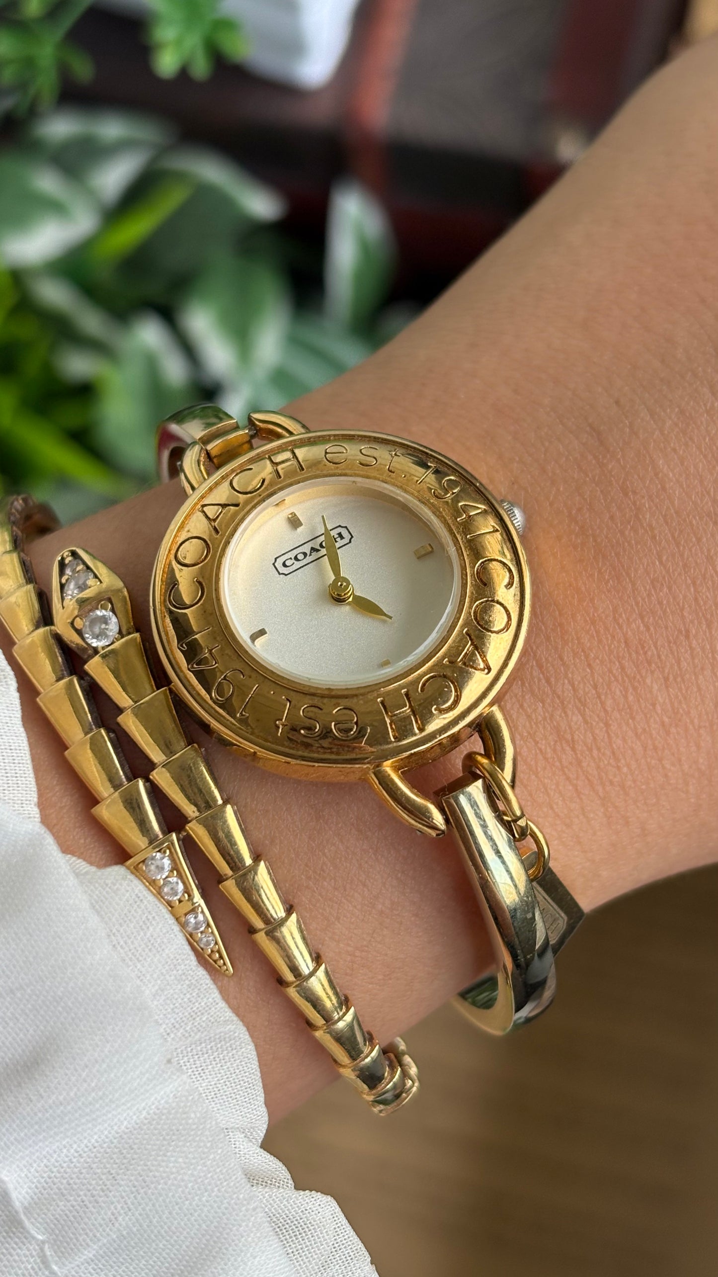 Vintage Coach Bangle Watch in Gold Tone