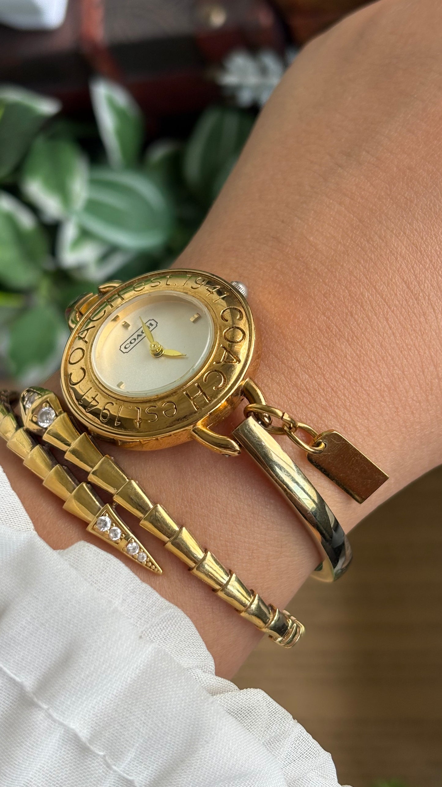 Vintage Coach Bangle Watch in Gold Tone