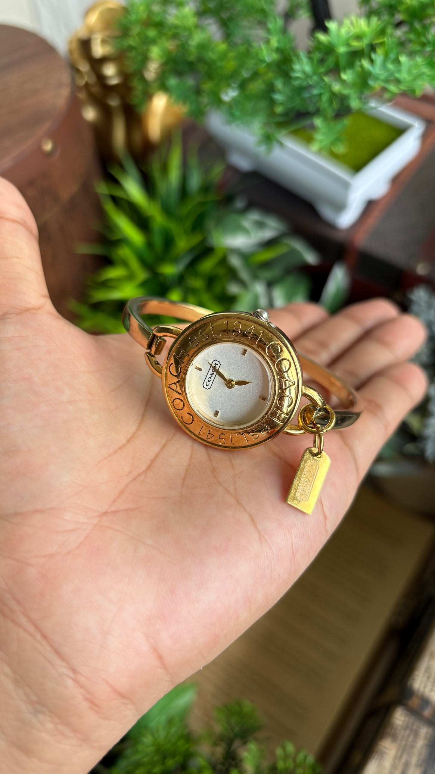 Vintage Coach Bangle Watch in Gold Tone