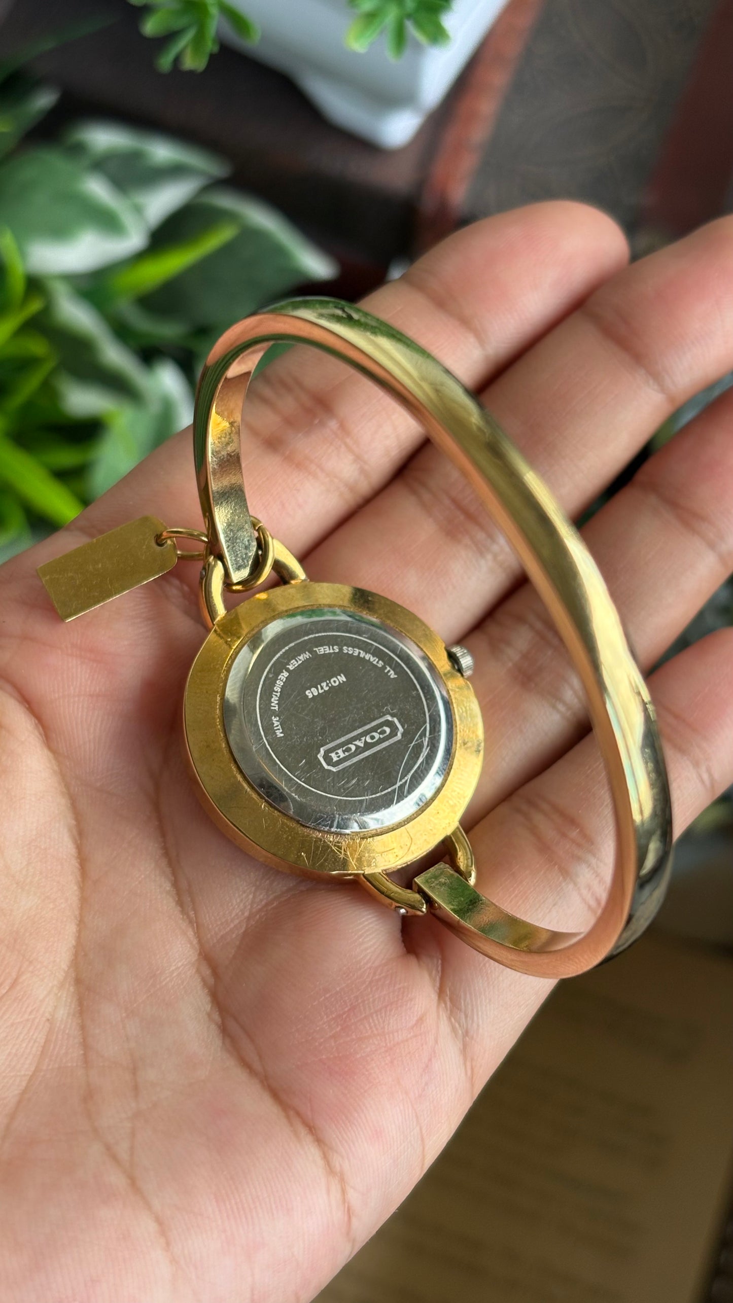 Vintage Coach Bangle Watch in Gold Tone