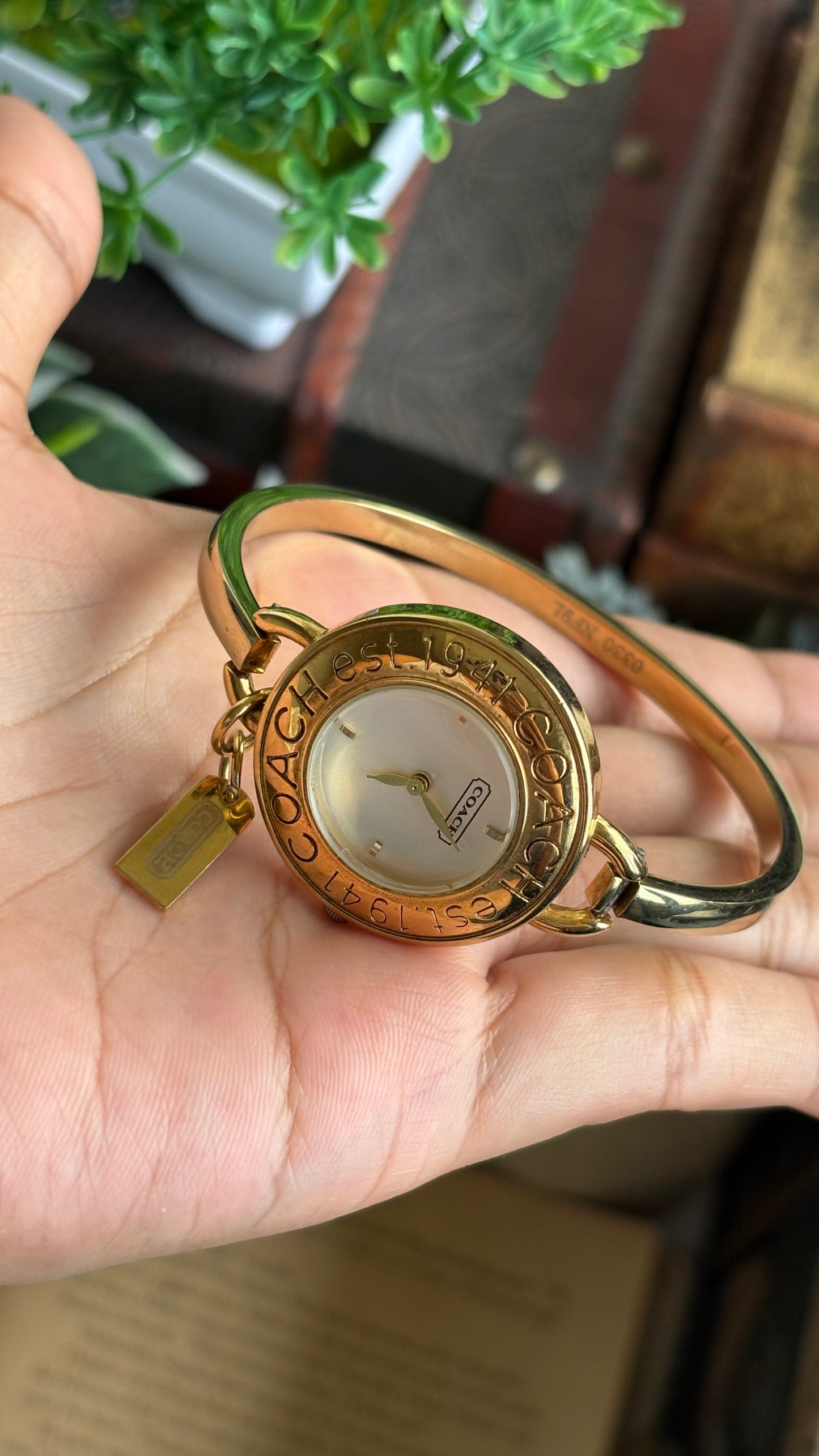 Vintage Coach Bangle Watch in Gold Tone