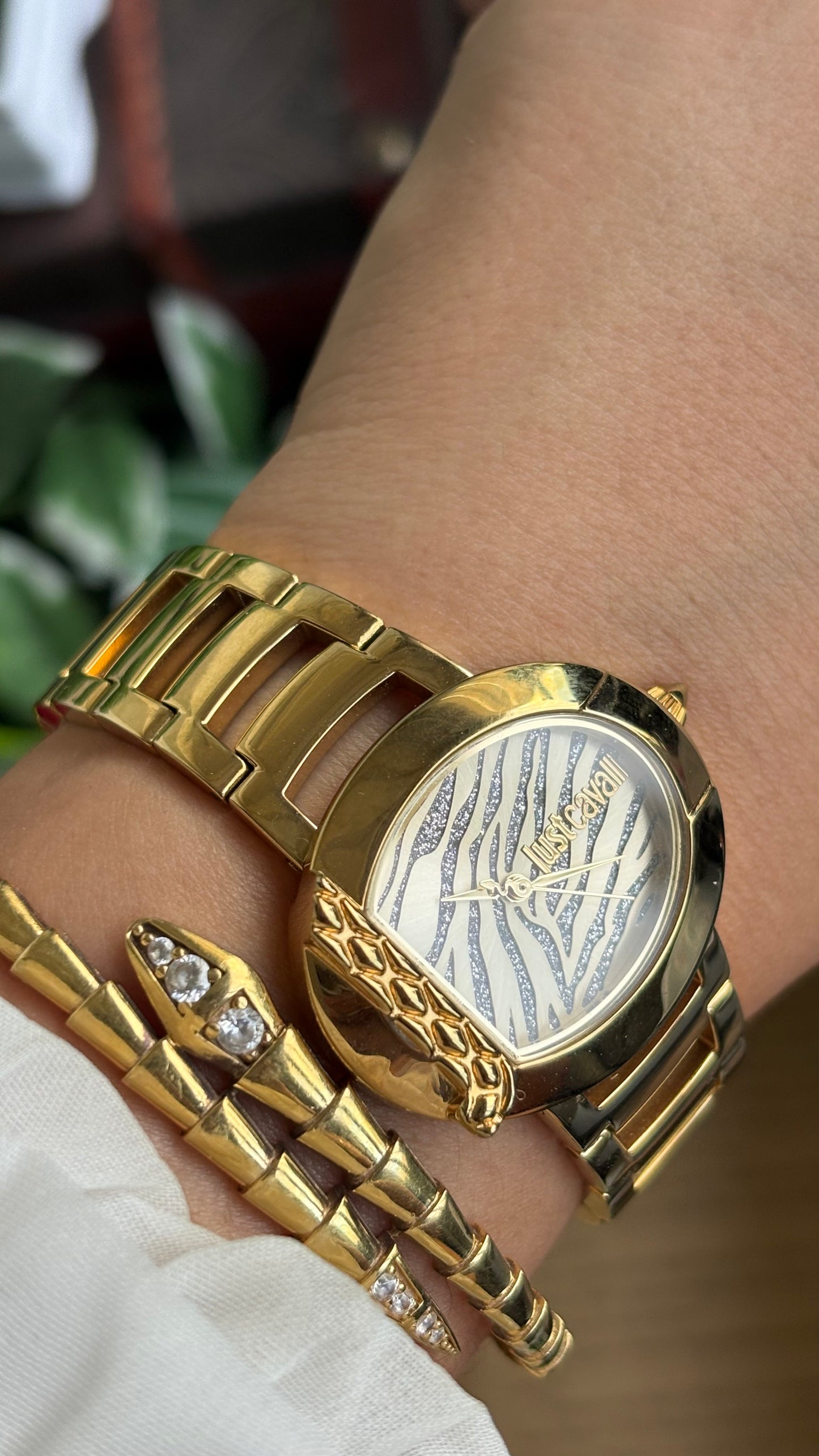 Extremely Rare Vintage Just Cavalli Half Moon Watch in Gold Tone