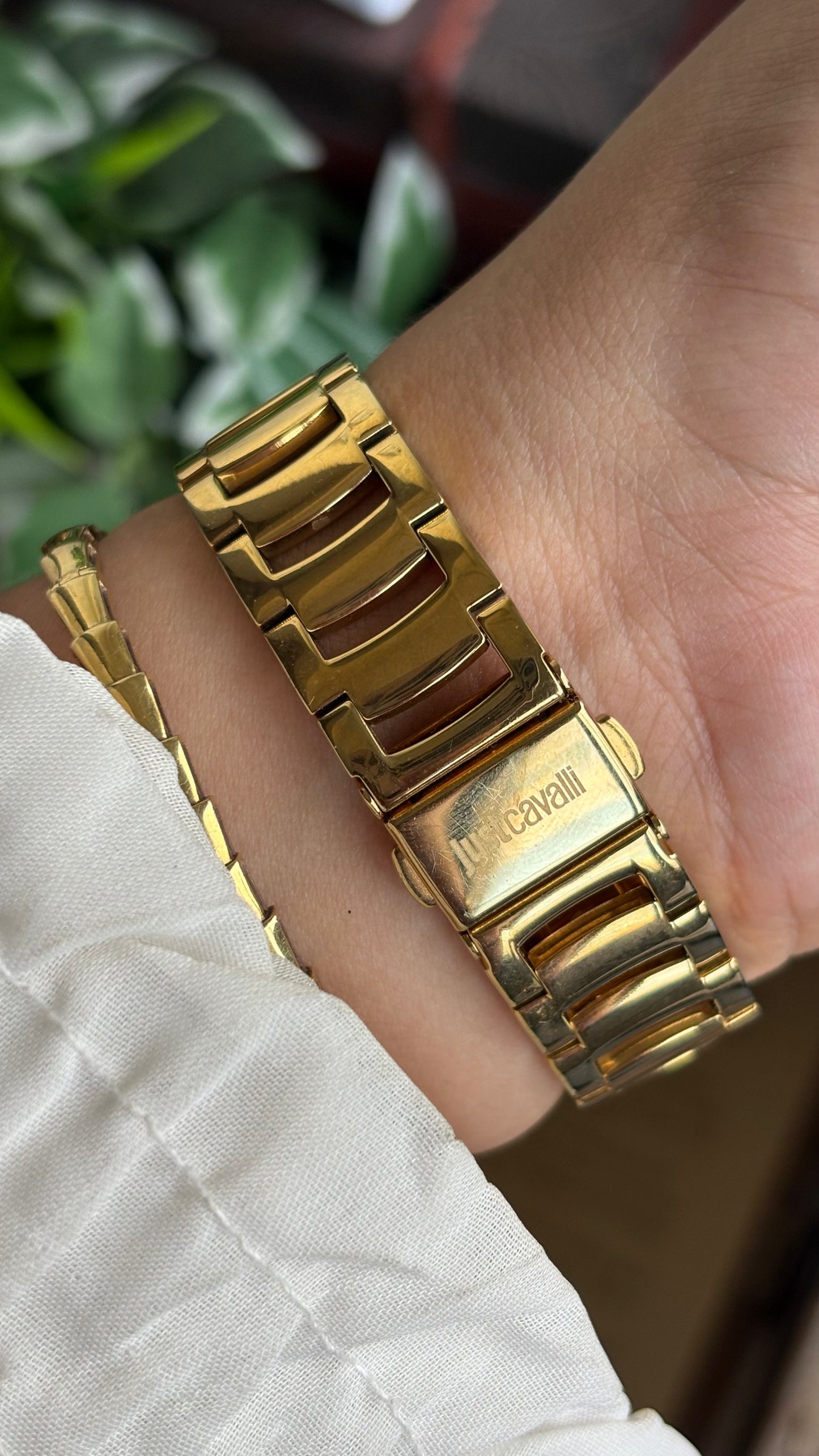 Extremely Rare Vintage Just Cavalli Half Moon Watch in Gold Tone