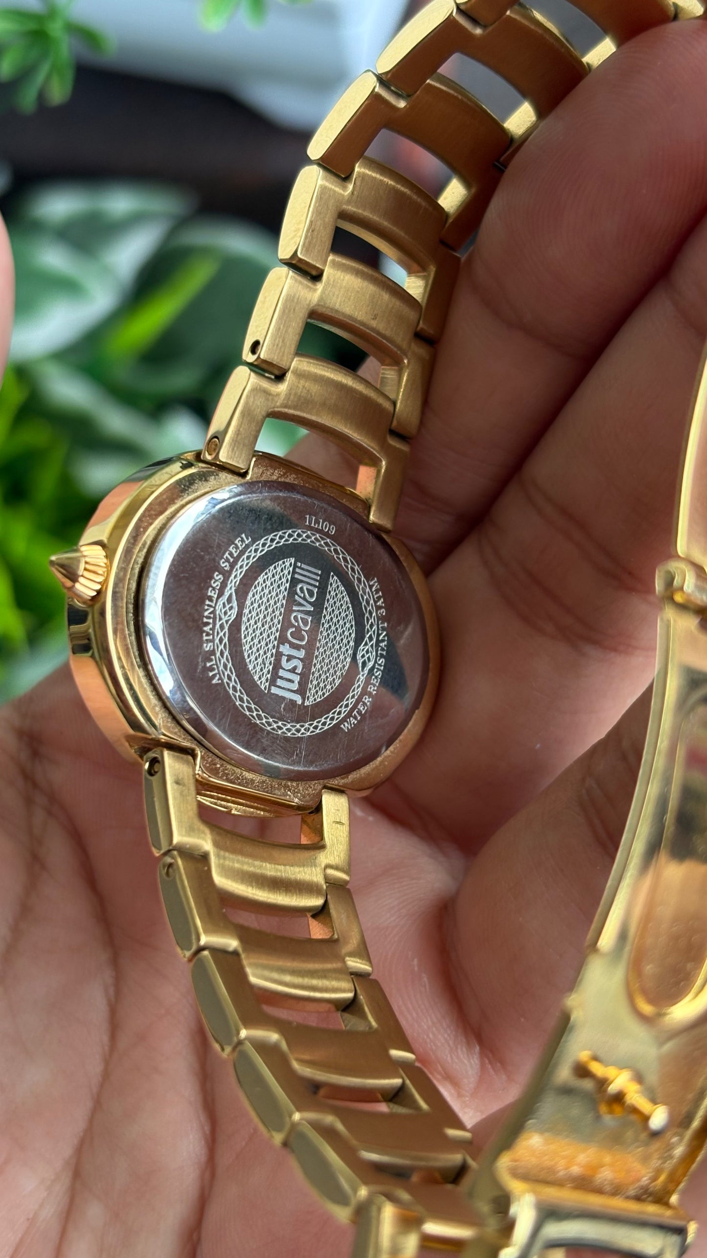 Extremely Rare Vintage Just Cavalli Half Moon Watch in Gold Tone