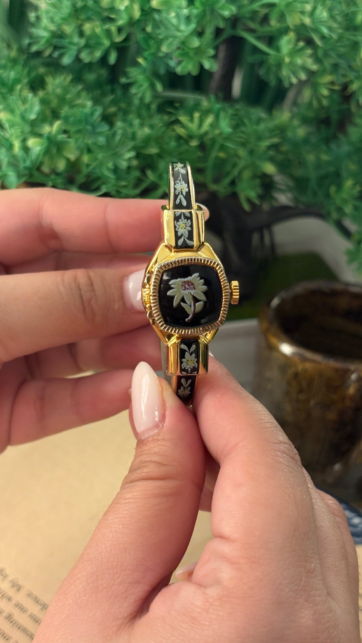 Rare Dainty Vintage Curtis Swiss Peekaboo Watch in Gold Tone Quartz
