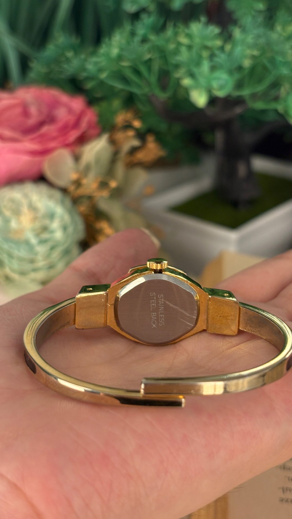 Rare Dainty Vintage Curtis Swiss Peekaboo Watch in Gold Tone Quartz