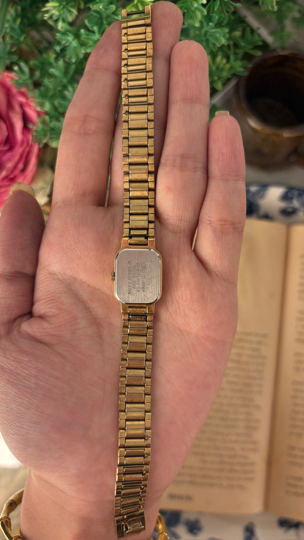 Rare Dainty Vintage Seiko Mini Tank Yellow Gold Dial Watch in Gold Tone Quartz