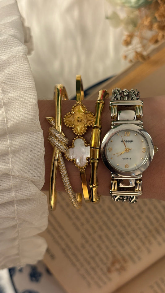 Vintage Gossip Mother of Pearl Dial Multi Bracelet Watch in Silver Tone Quartz