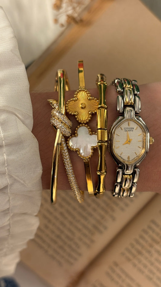 Extremely Rare Dainty Vintage Citizen Hexagon Dial Watch in Two-Tone Quartz