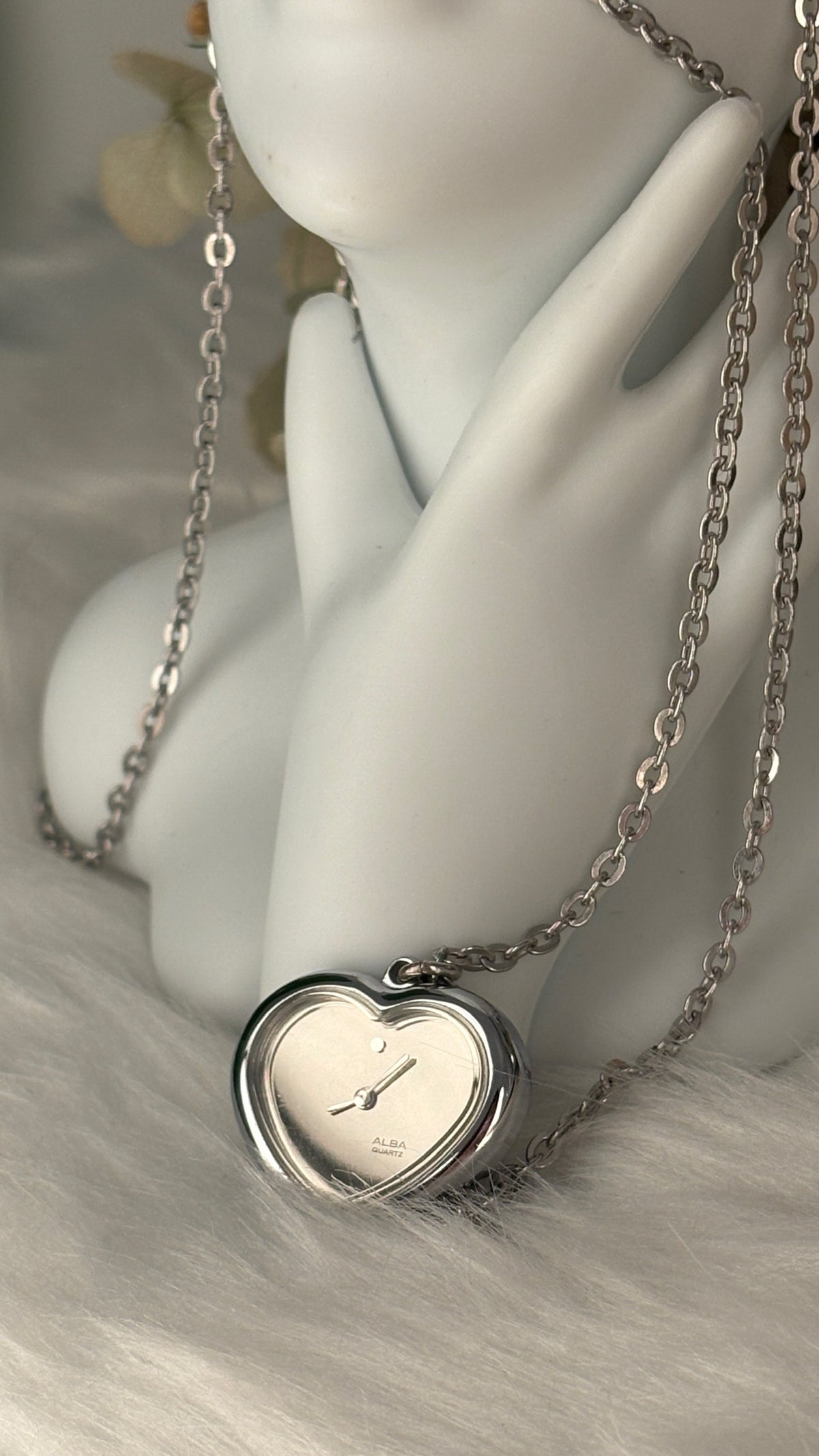 Rare Vintage Alba Seiko Pocket Watch in Silver Tone Quartz