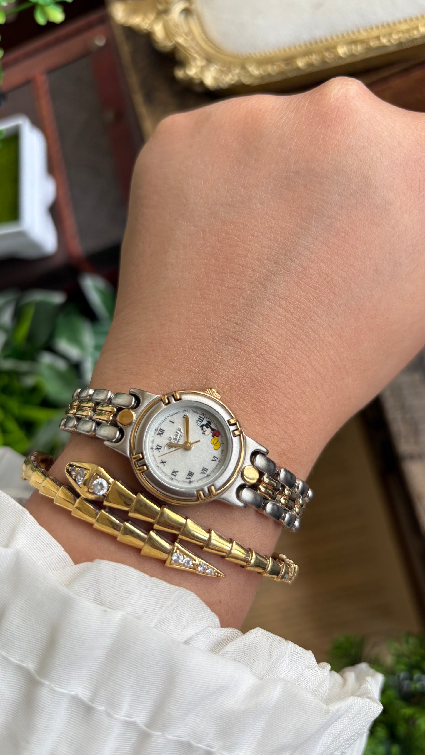 Vintage Disney Mickey Mouse Watch in Two-Tone