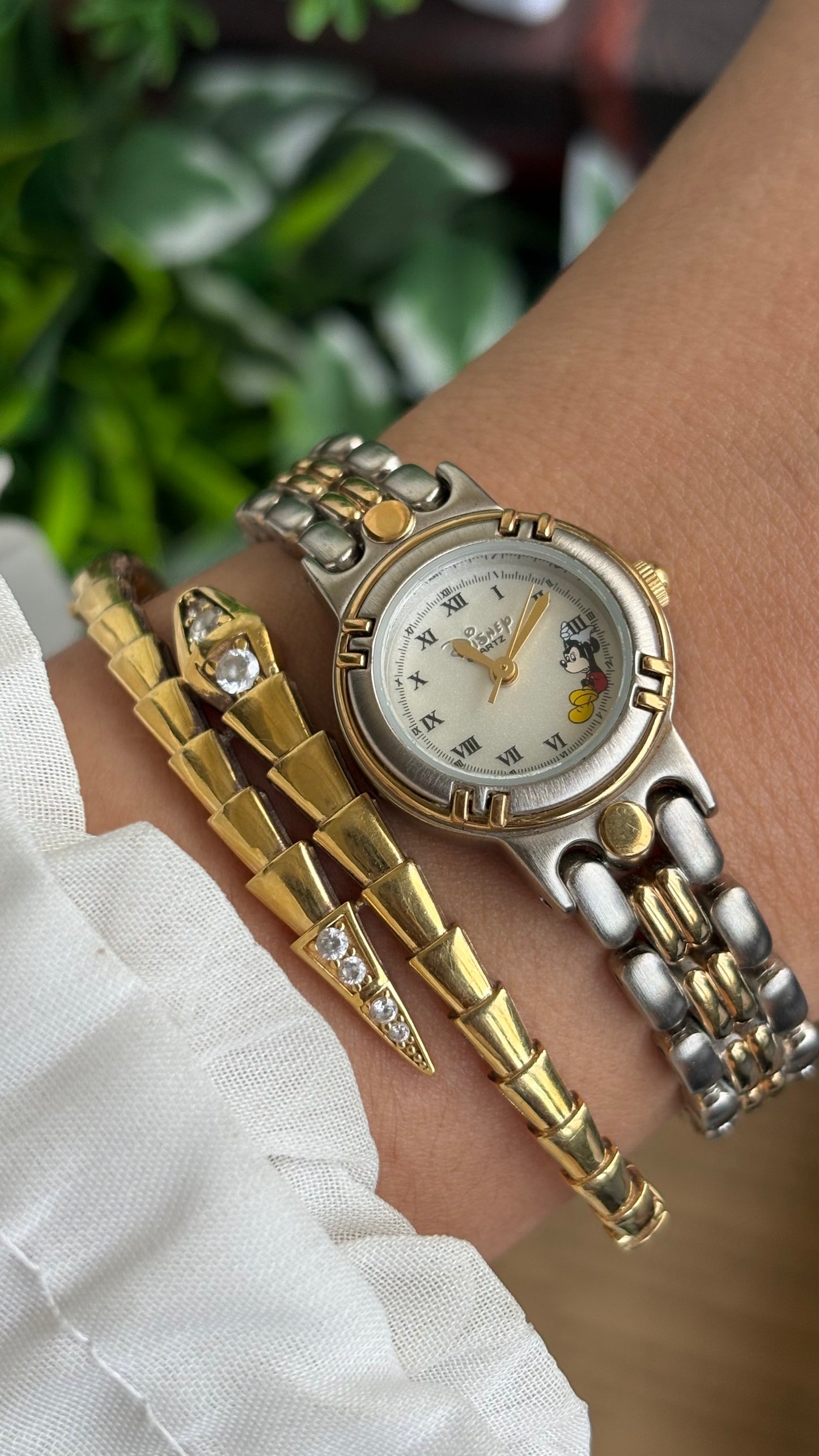 Vintage Disney Mickey Mouse Watch in Two-Tone