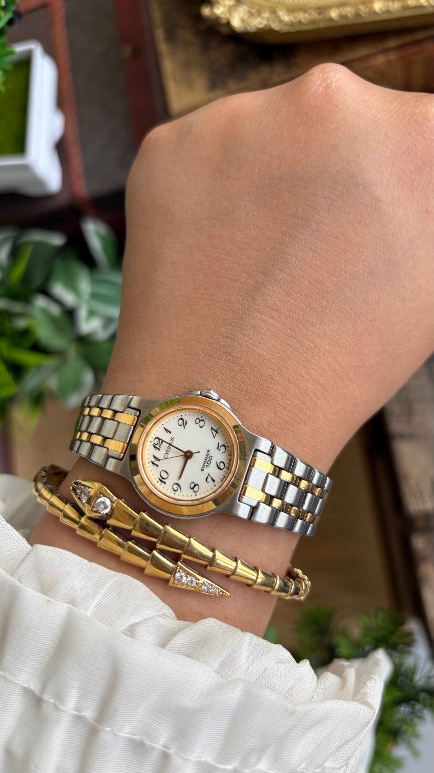 Vintage Cygnus Orient Seiko Swimmer Watch in Two-Tone