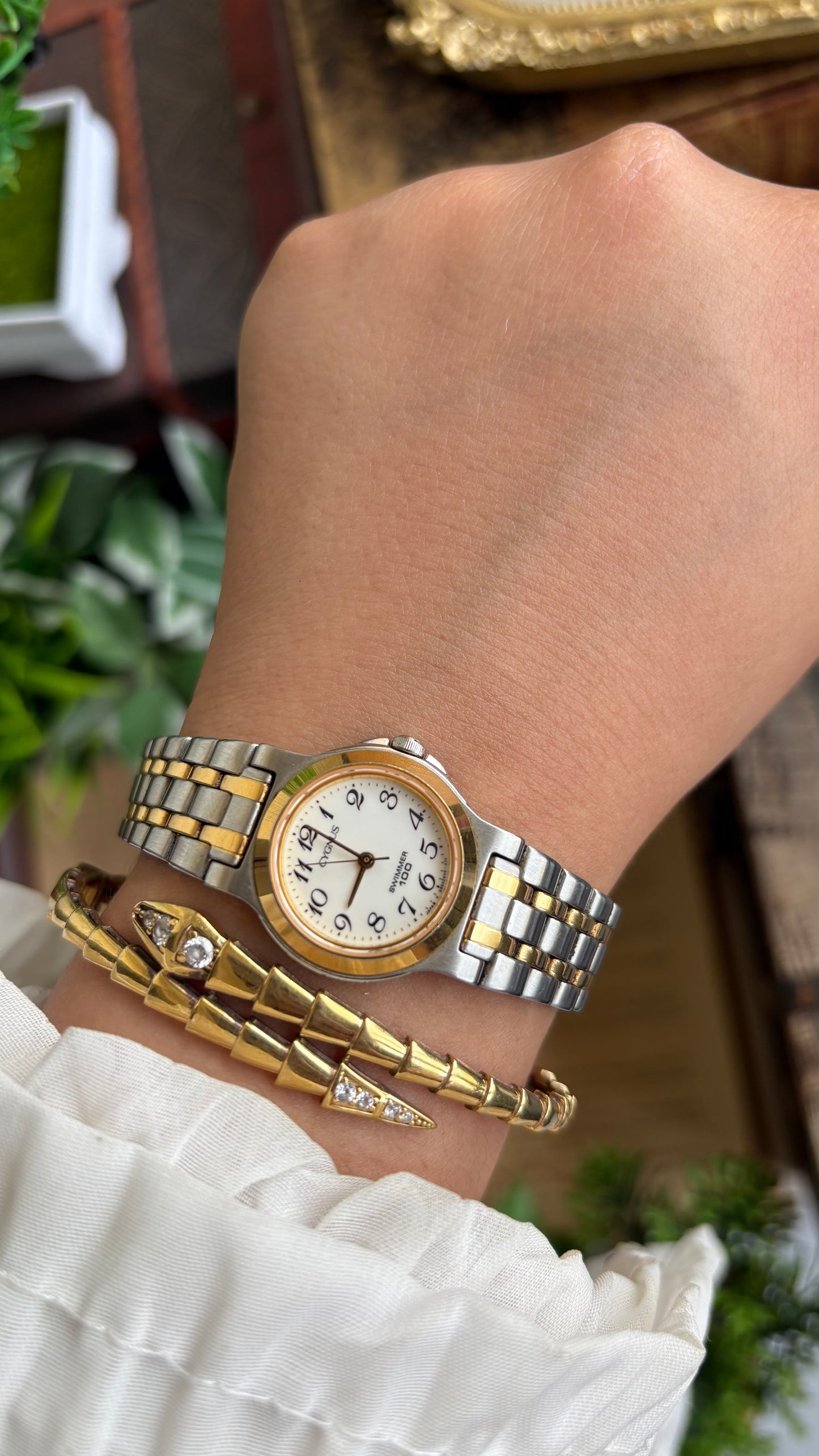 Vintage Cygnus Orient Seiko Swimmer Watch in Two-Tone