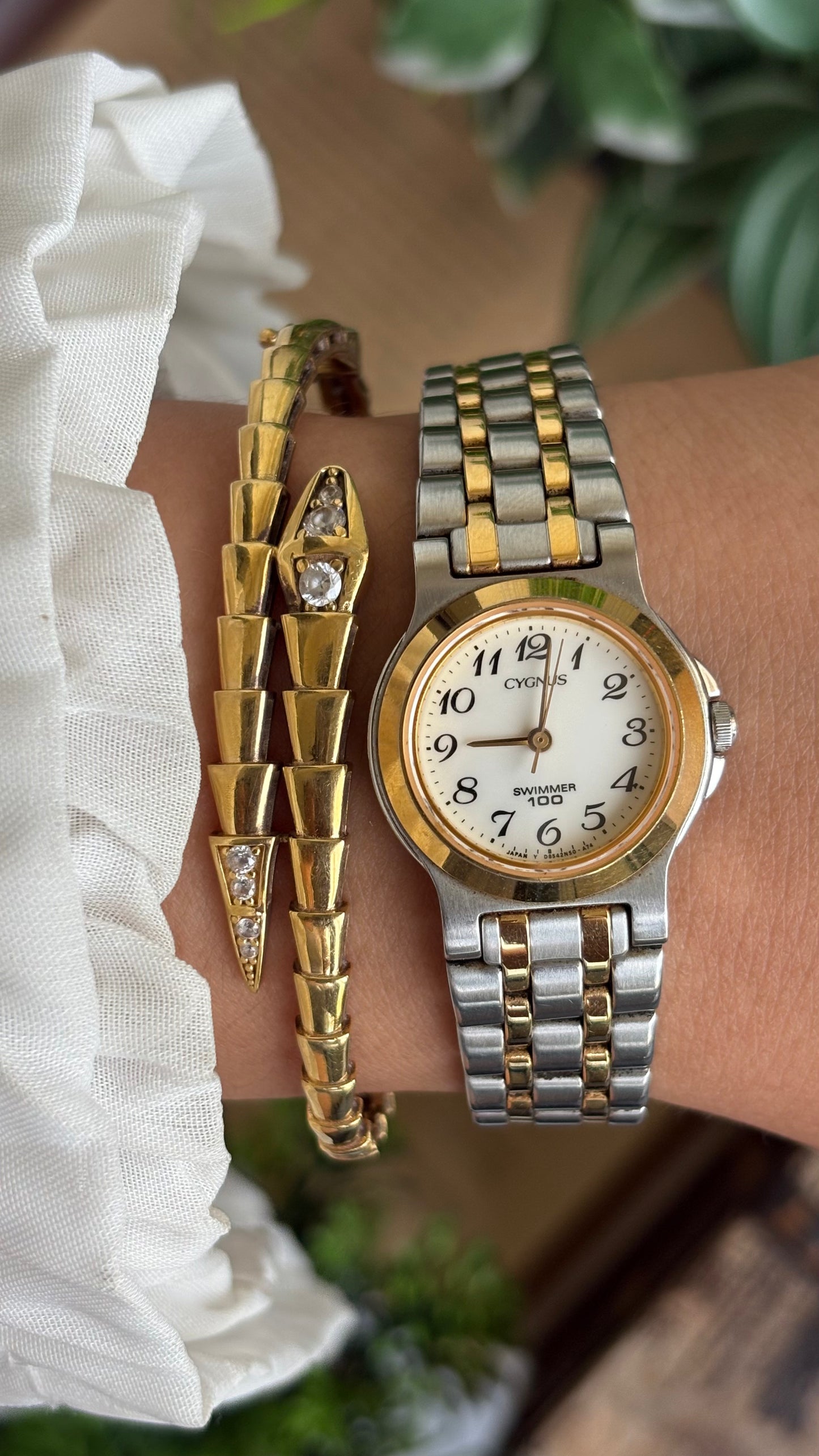 Vintage Cygnus Orient Seiko Swimmer Watch in Two-Tone