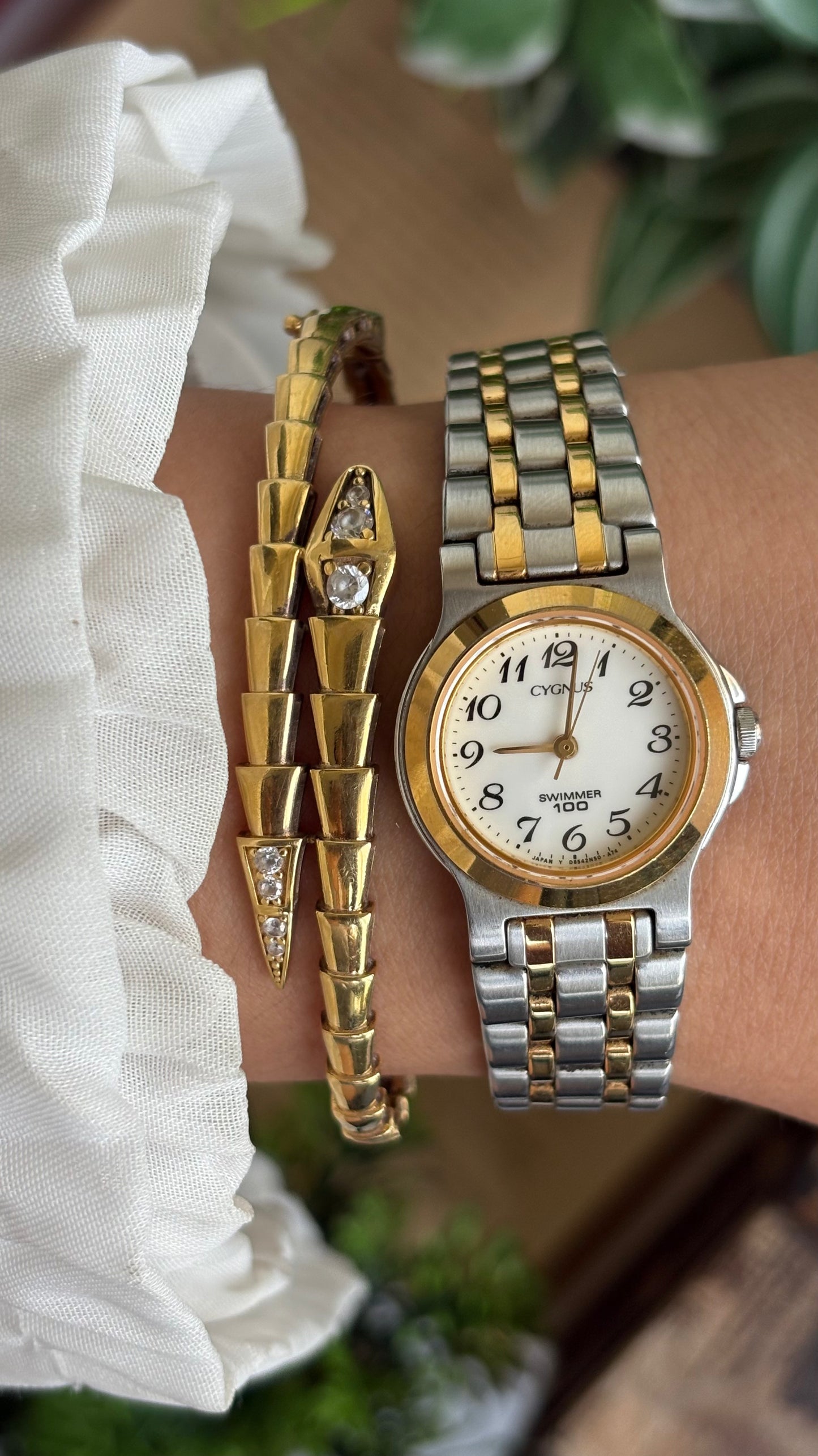 Vintage Cygnus Orient Seiko Swimmer Watch in Two-Tone