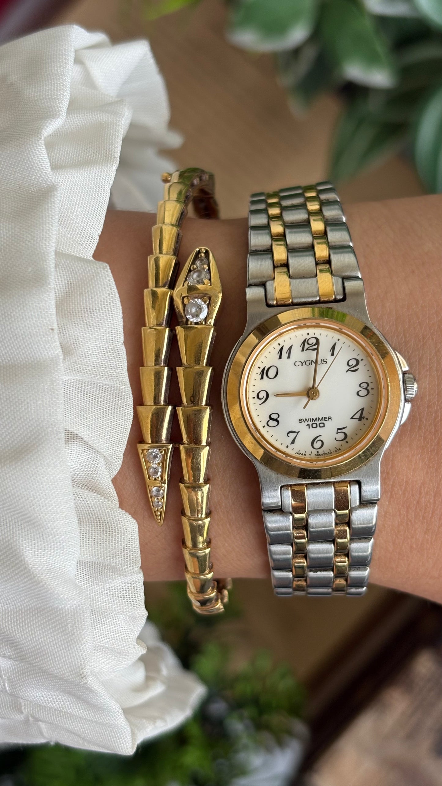 Vintage Cygnus Orient Seiko Swimmer Watch in Two-Tone