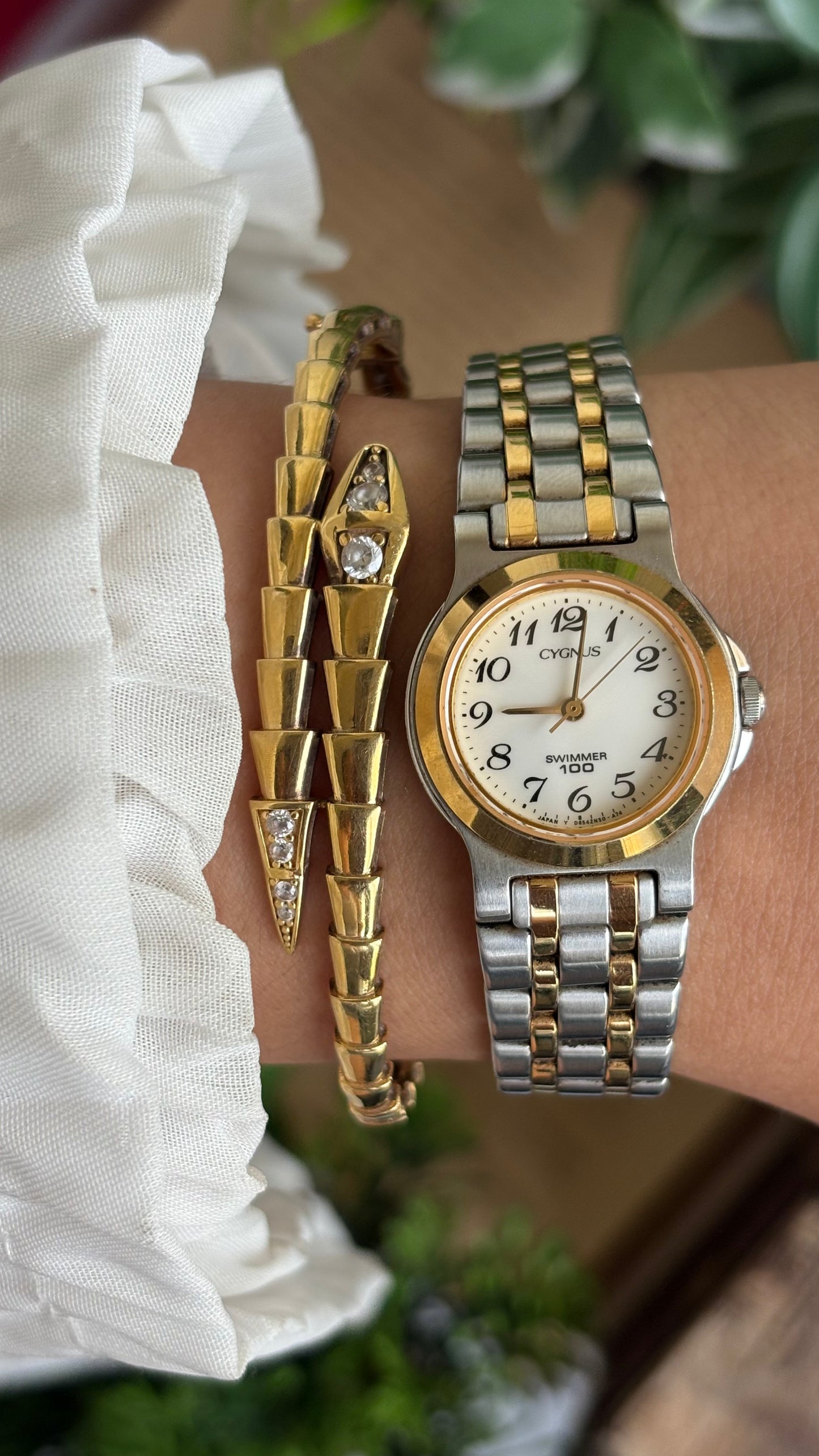 Vintage Cygnus Orient Seiko Swimmer Watch in Two-Tone