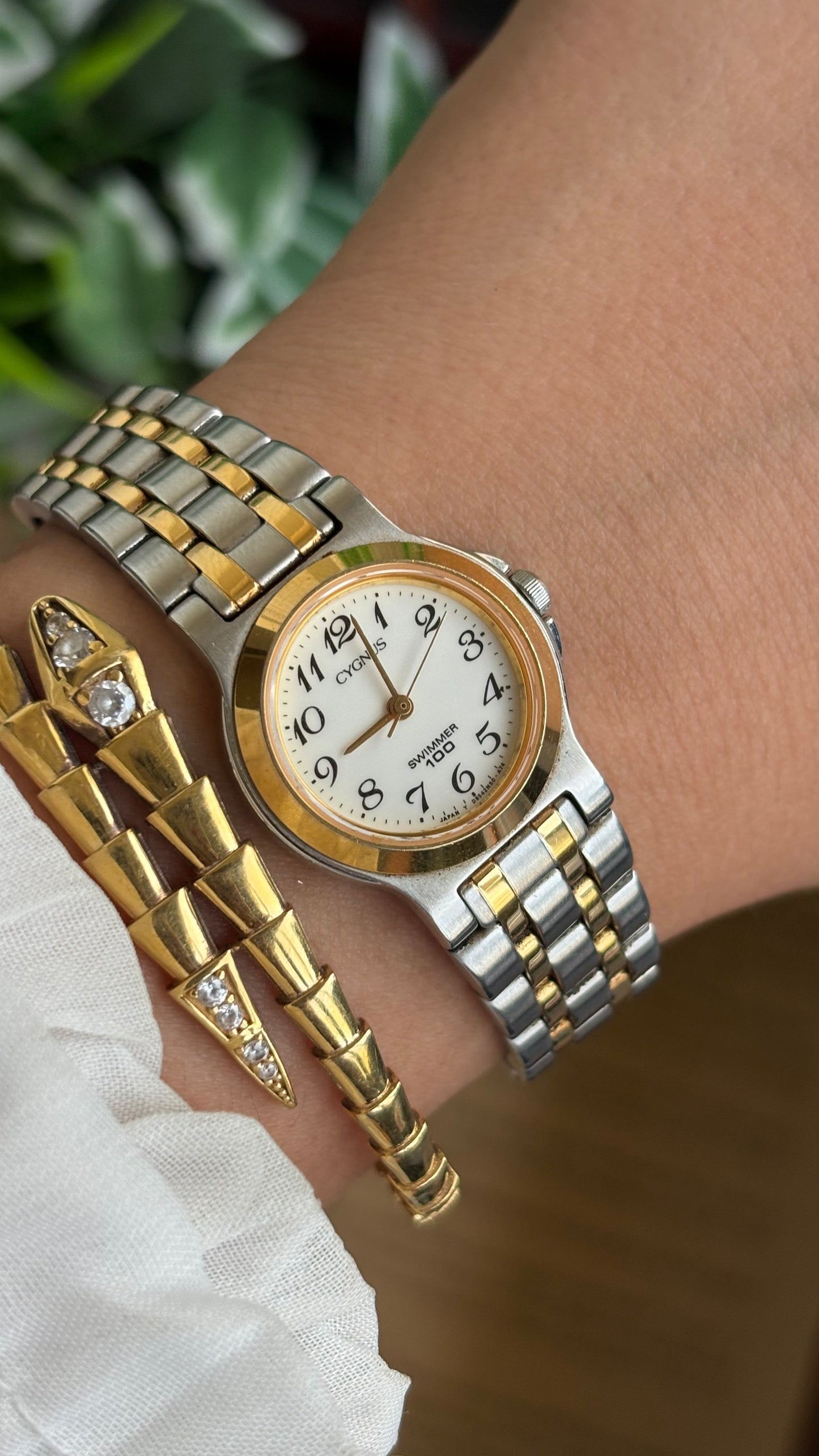 Vintage Cygnus Orient Seiko Swimmer Watch in Two-Tone
