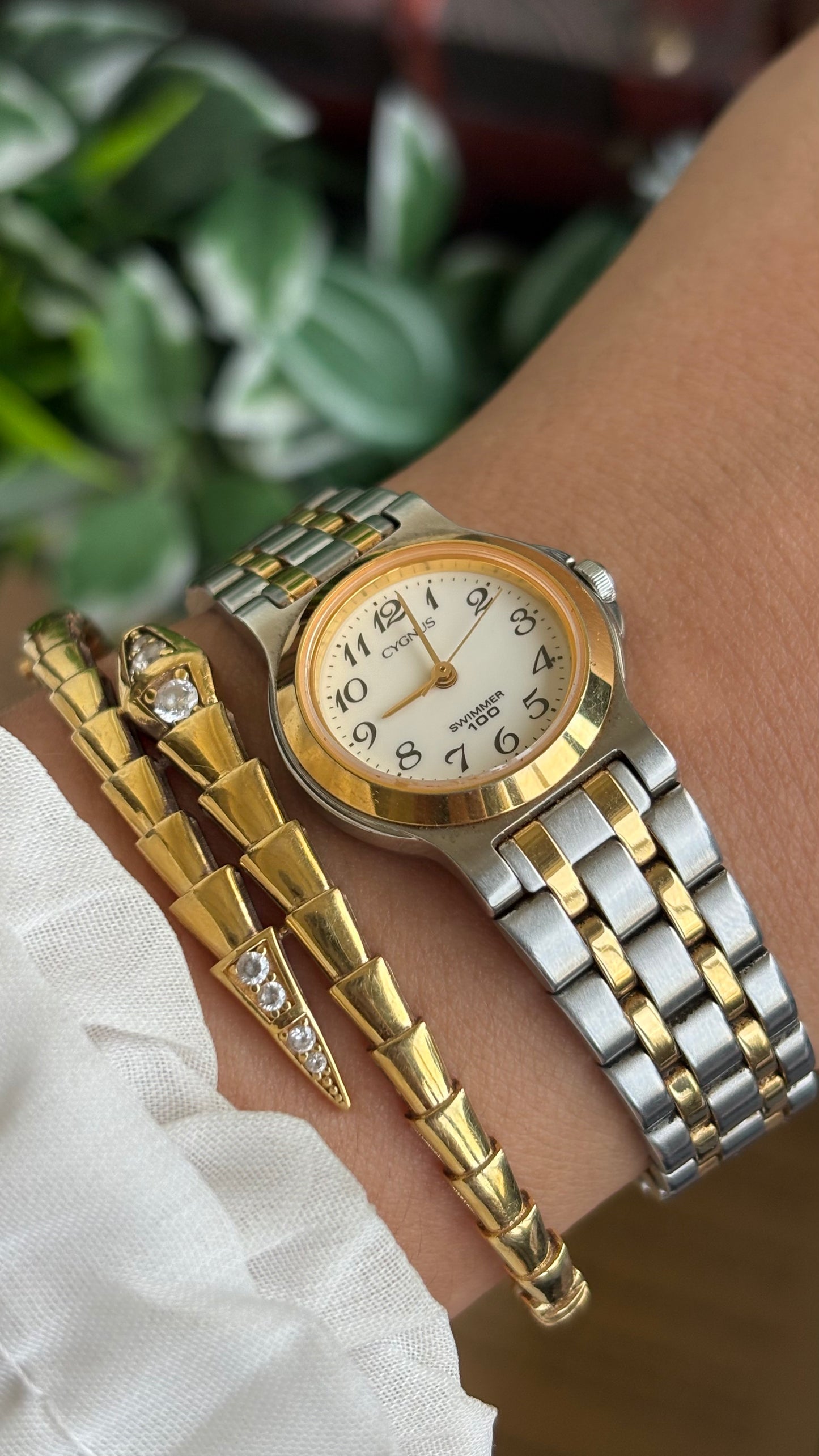 Vintage Cygnus Orient Seiko Swimmer Watch in Two-Tone