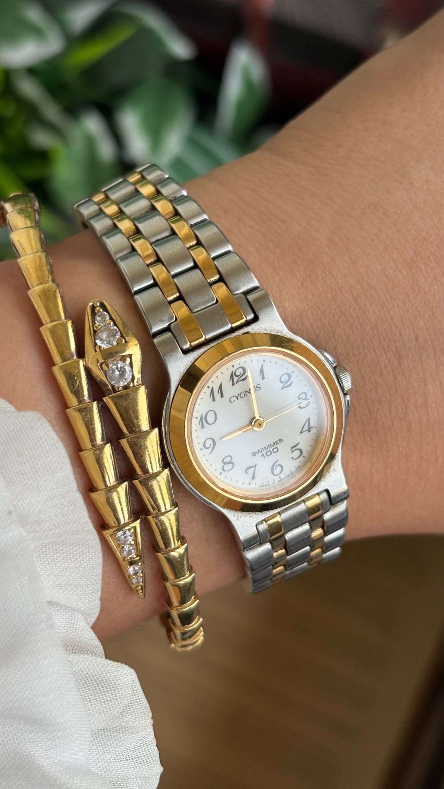 Vintage Cygnus Orient Seiko Swimmer Watch in Two-Tone