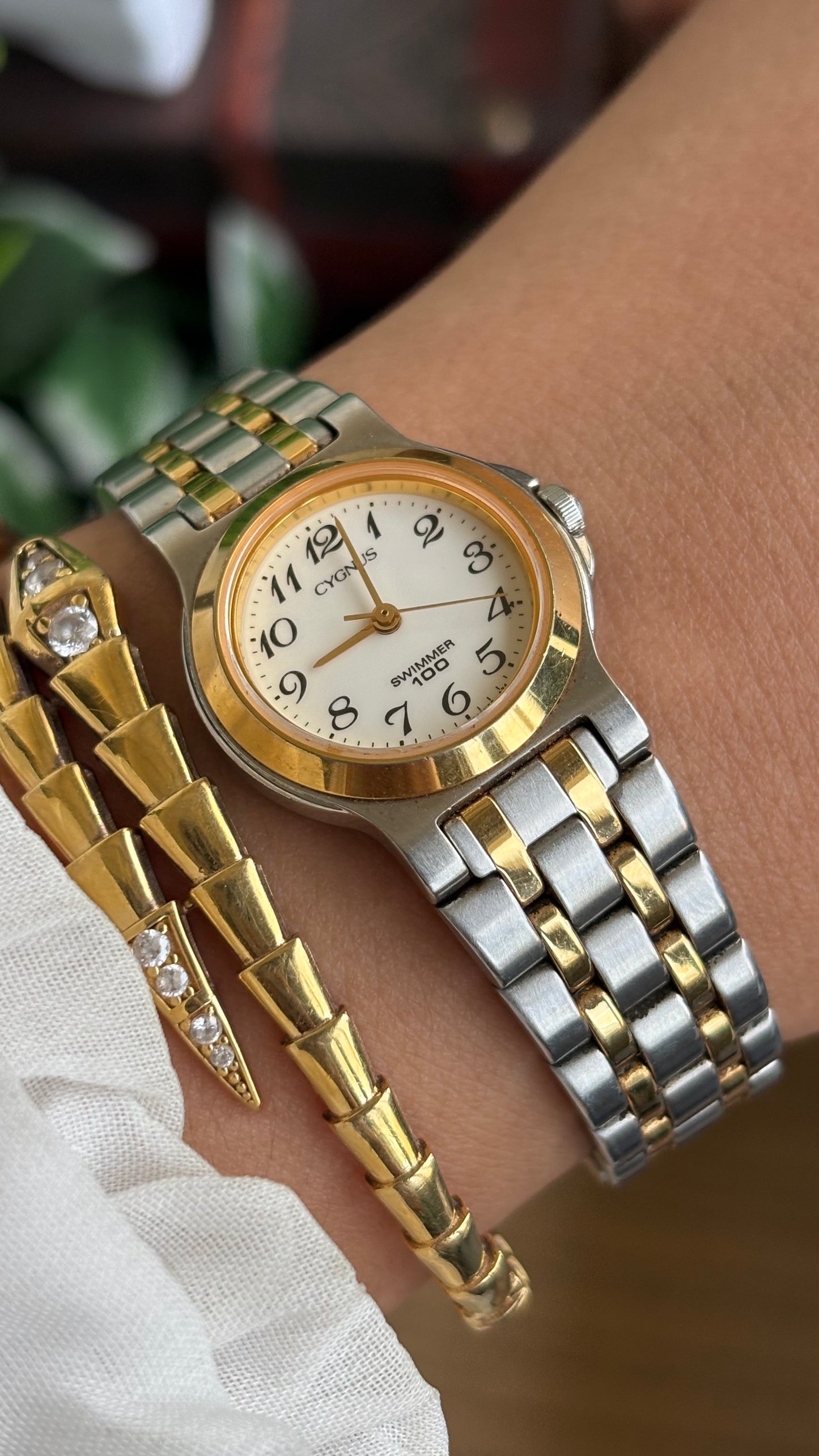 Vintage Cygnus Orient Seiko Swimmer Watch in Two-Tone