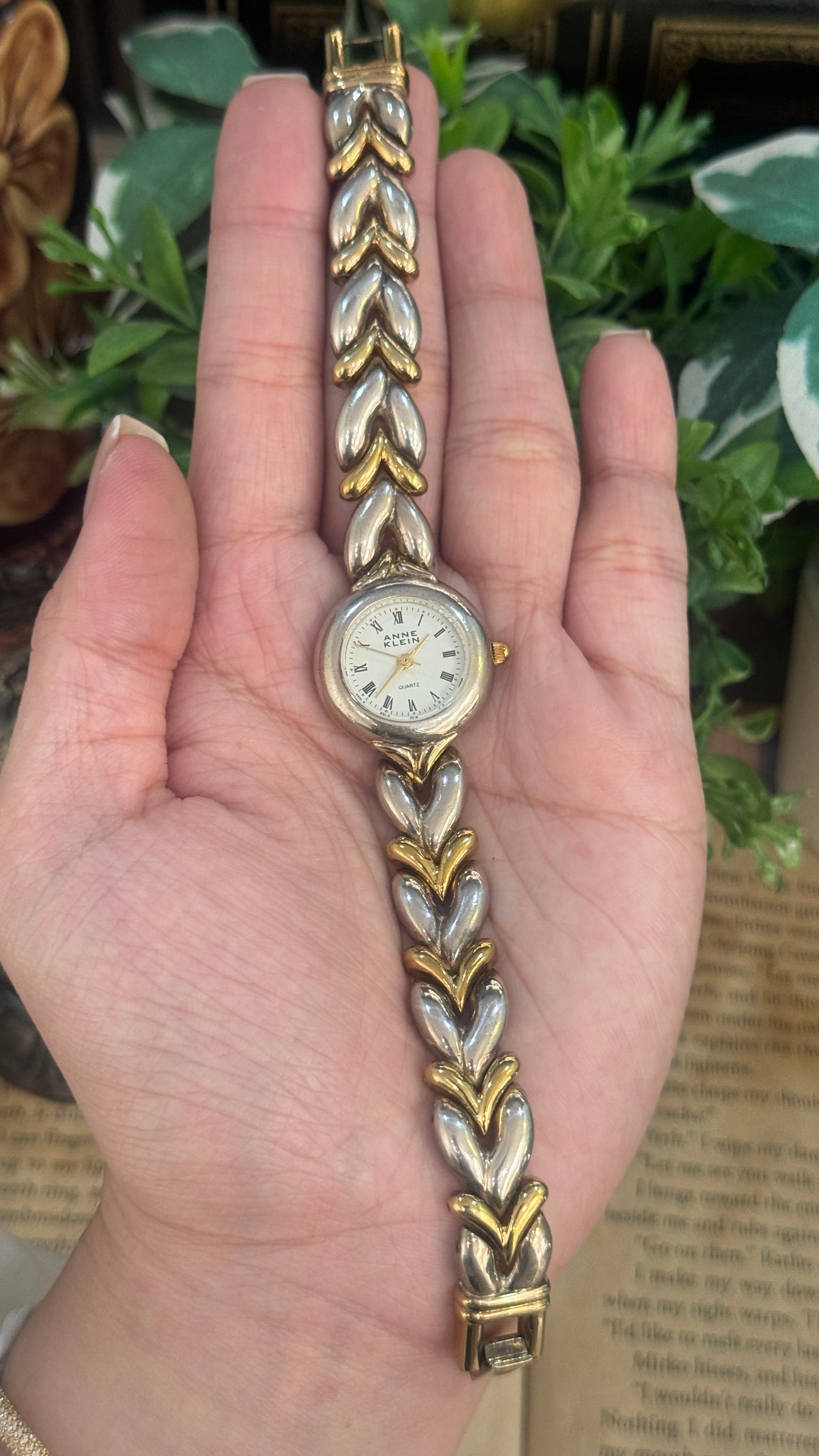 Rare Vintage Anne Klein Heart Bracelet Watch in Two-Tone Quartz