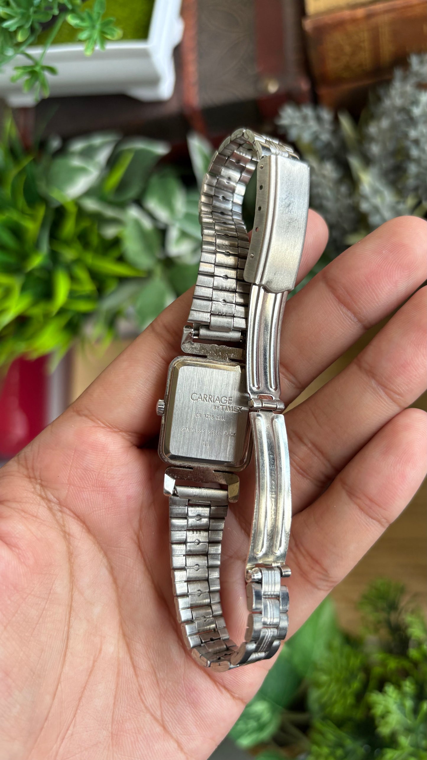 Vintage Carriage by Timex Mini Tank Watch in Silver Tone