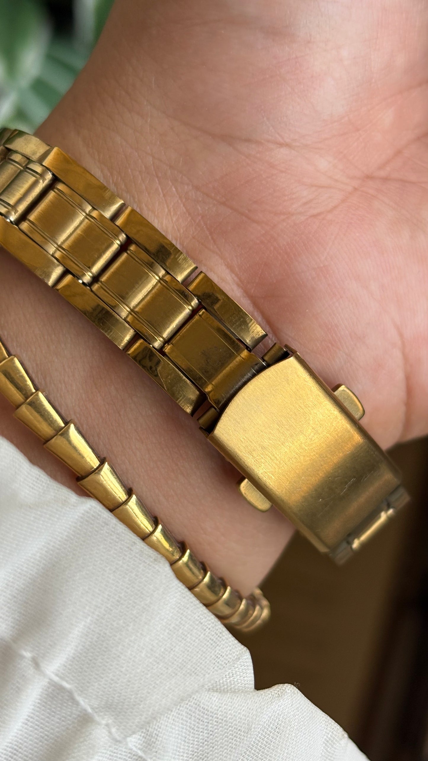Vintage Seiko Japan Watch in Gold Tone Black Dial Square Face