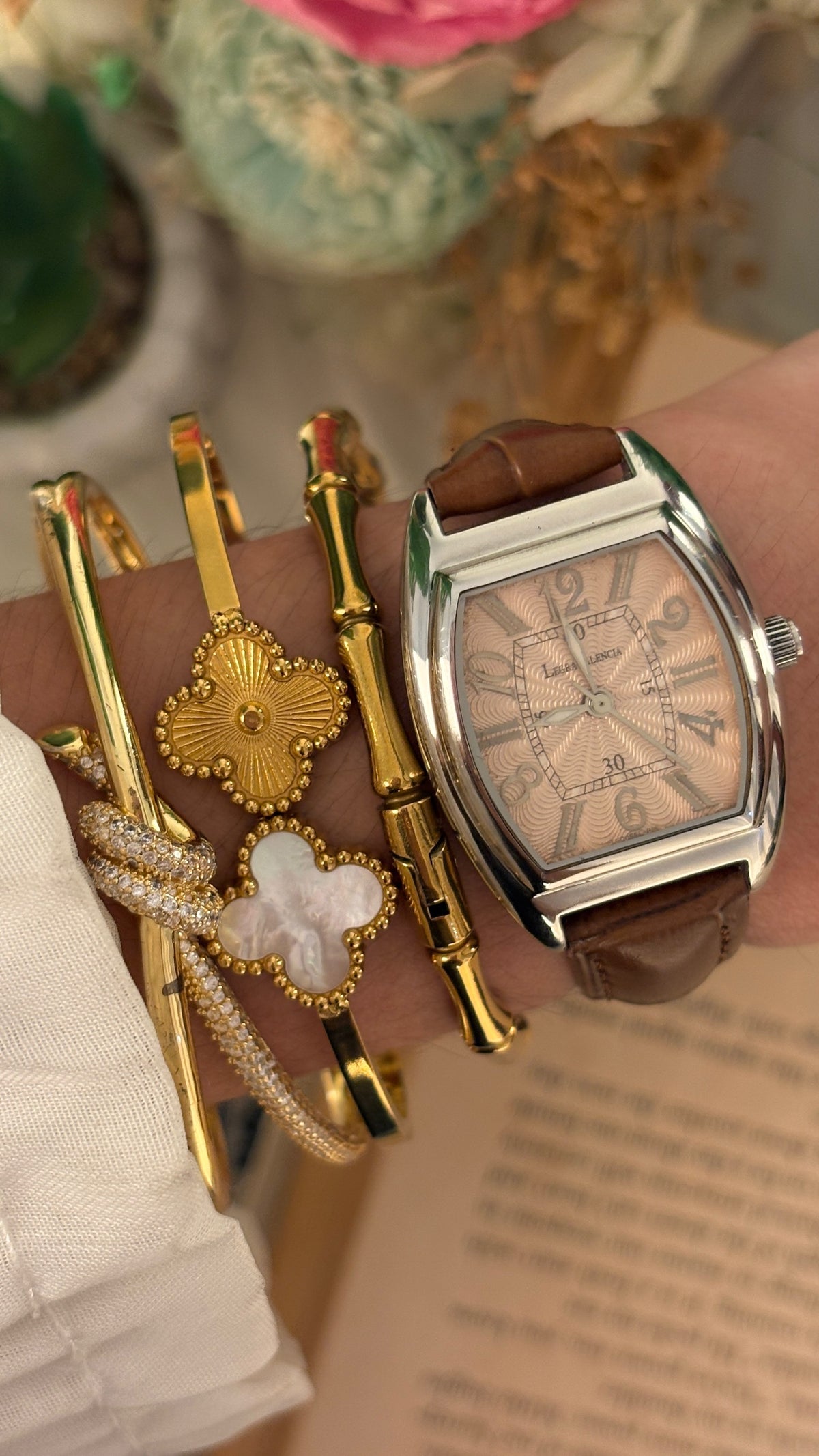 Rare Vintage Legra Valencia Barrel Watch in Silver Tone Brown Leather Quartz