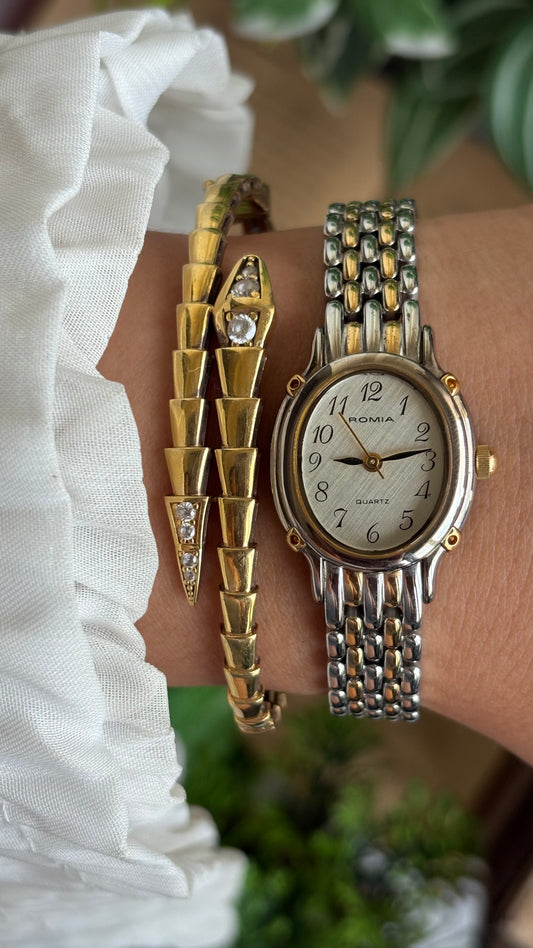 Vintage Romia Watch in Two Tone Oval Face