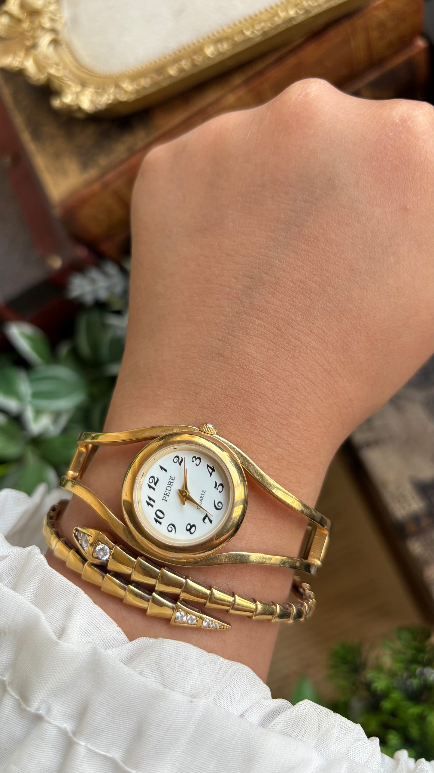 Vintage Pedre Rare Bangle Watch in Gold Tone